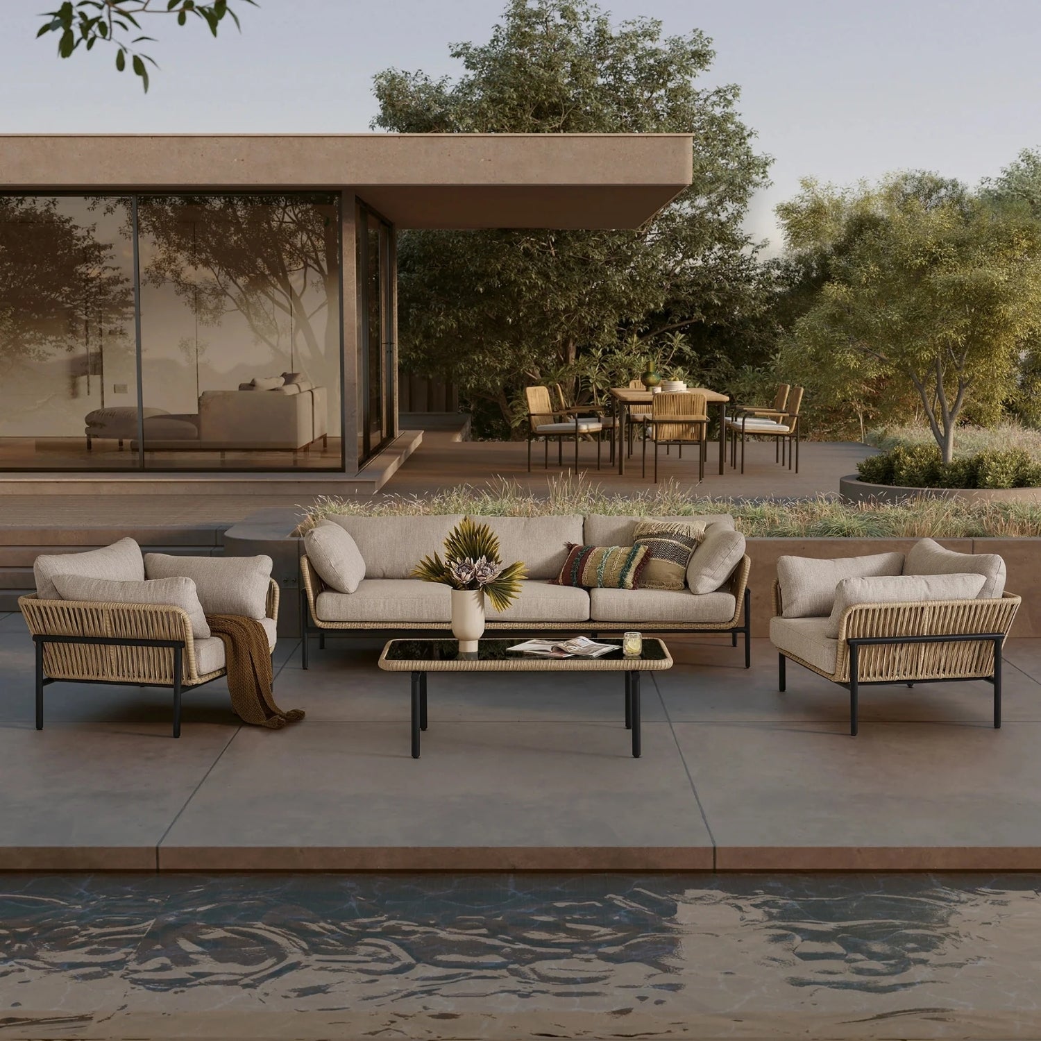 Outdoor 4-Piece Rope Conversation Sofa Set