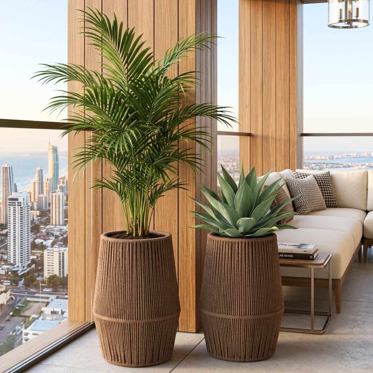 Outdoor Rope Planter Set of 2 (Beige)