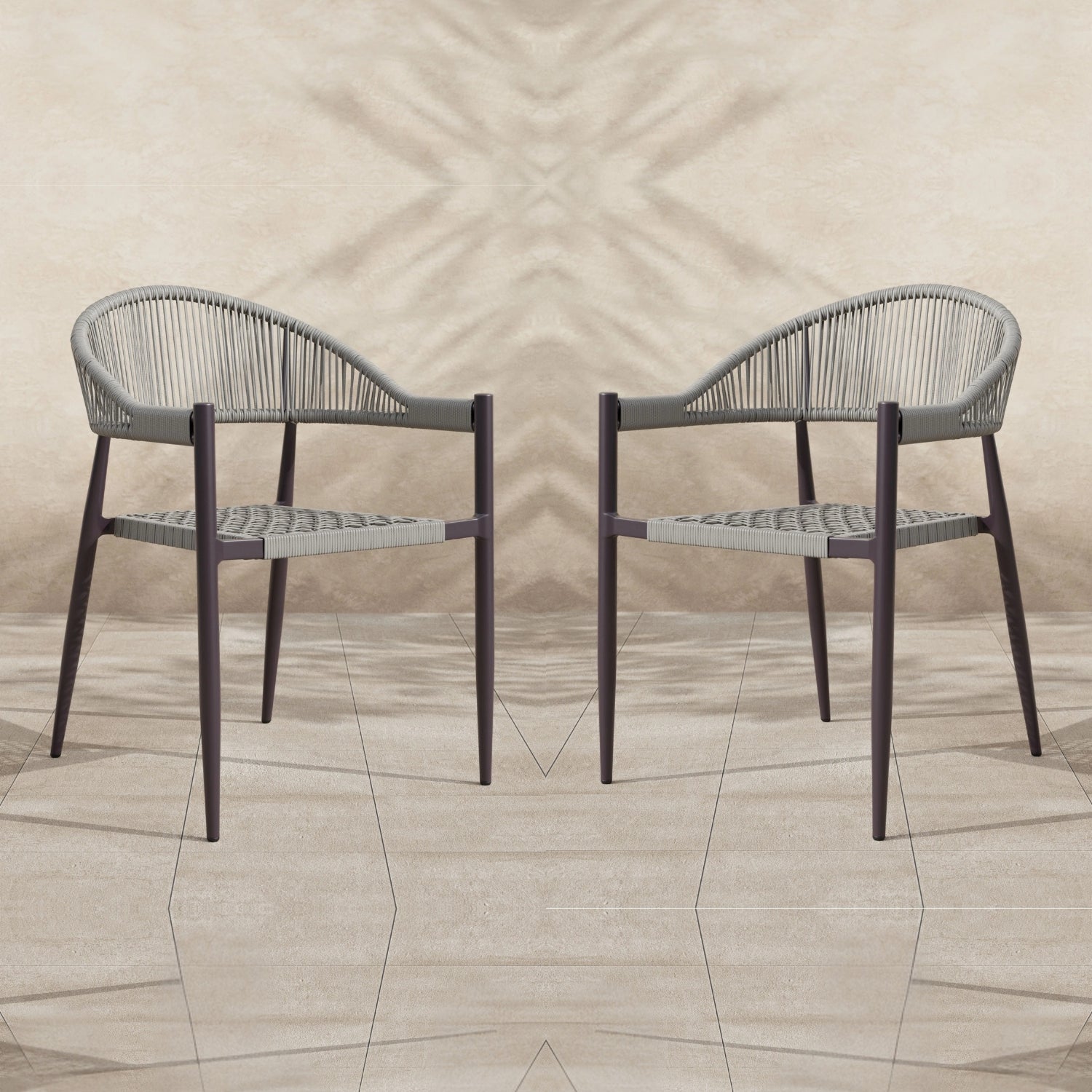 2-Piece Outdoor Rope Patio Dining Chairs
