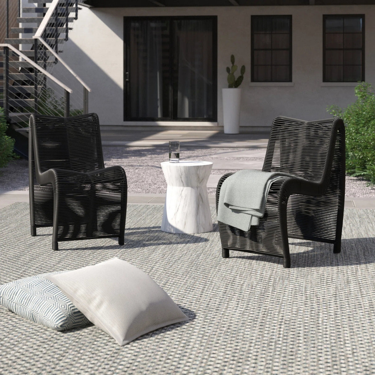 2-Piece Outdoor Rope Patio Chairs