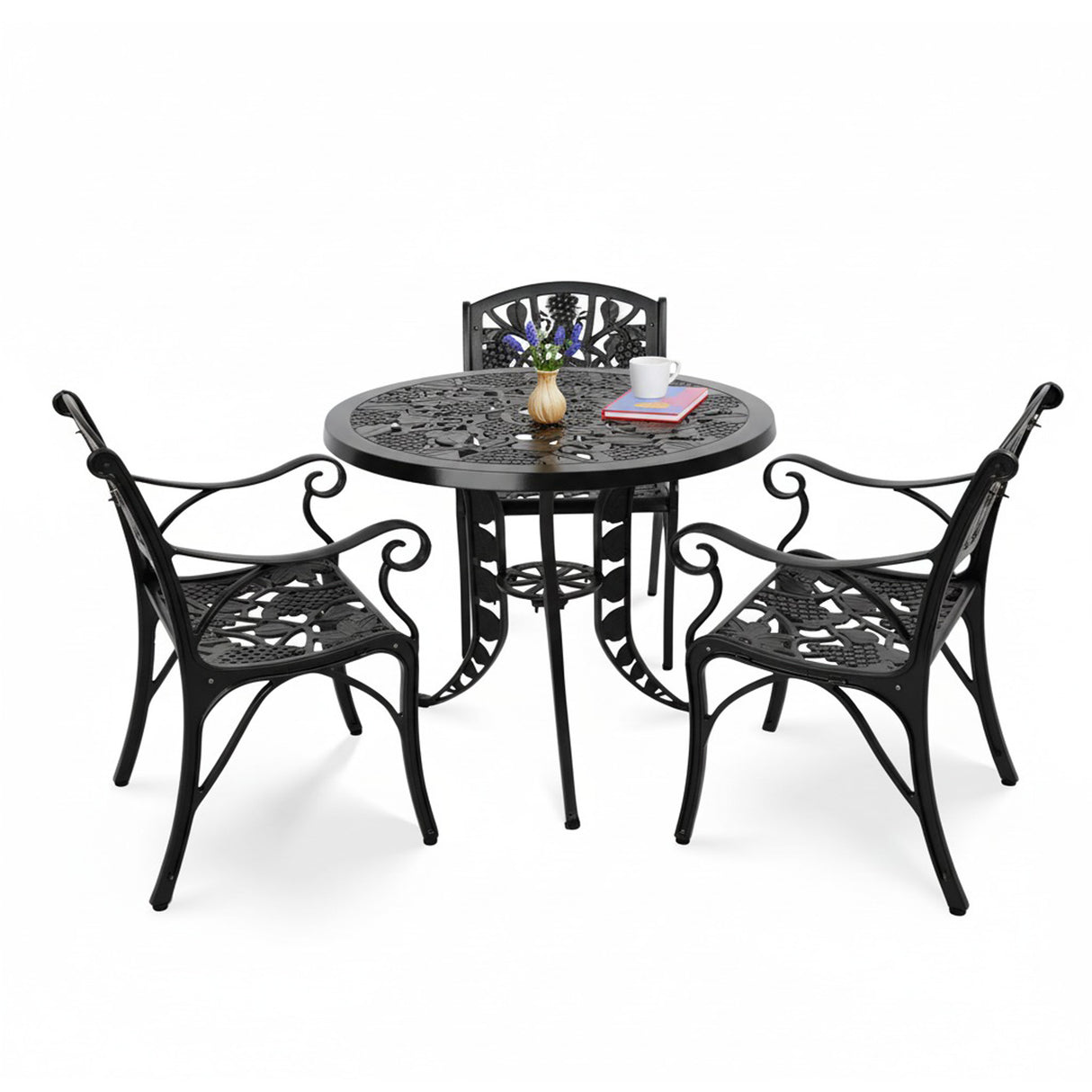 Outdoor 4-Piece Cast Aluminum Patio Bistro Set (Black)