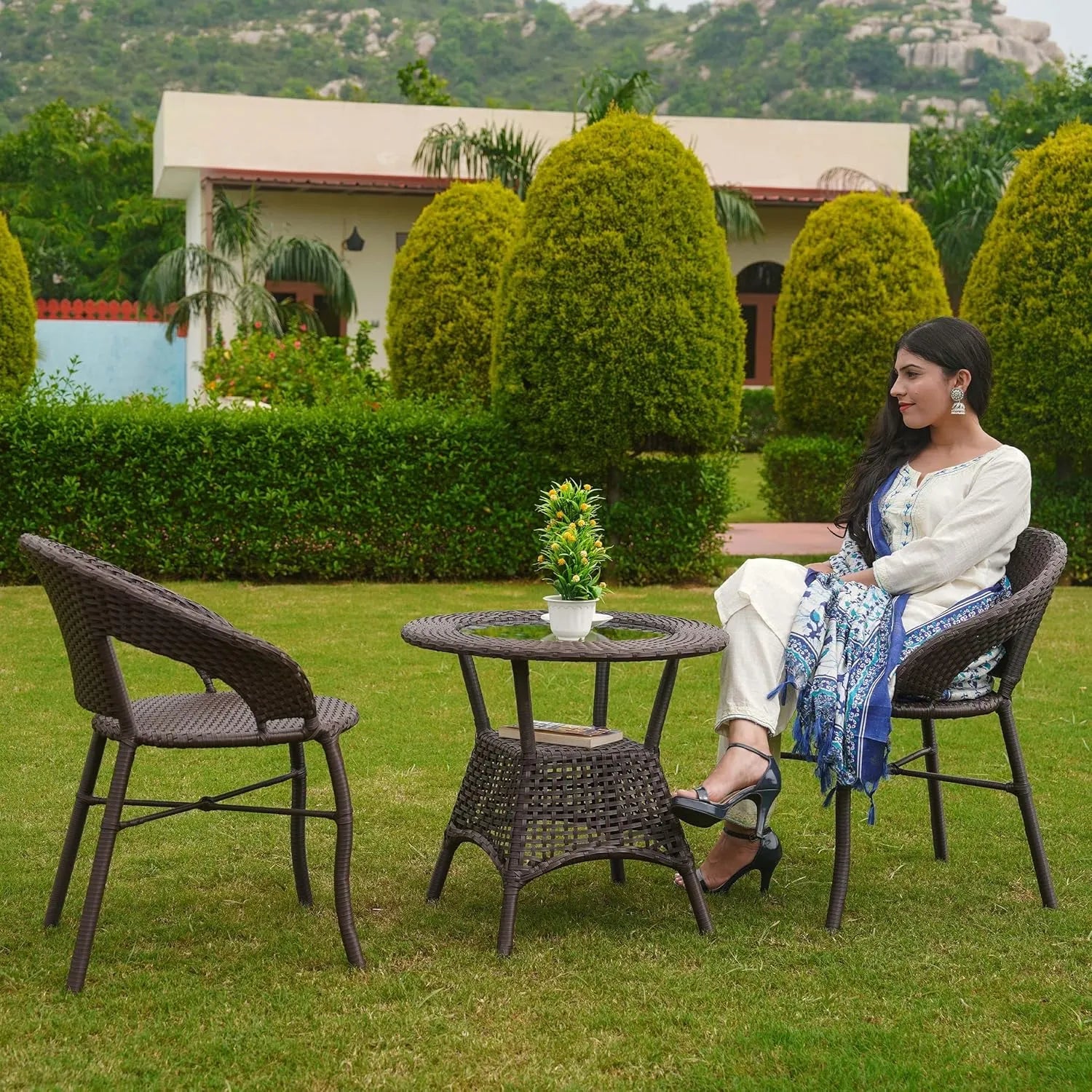 3-Piece Outdoor Rattan Wicker Patio Bistro Set