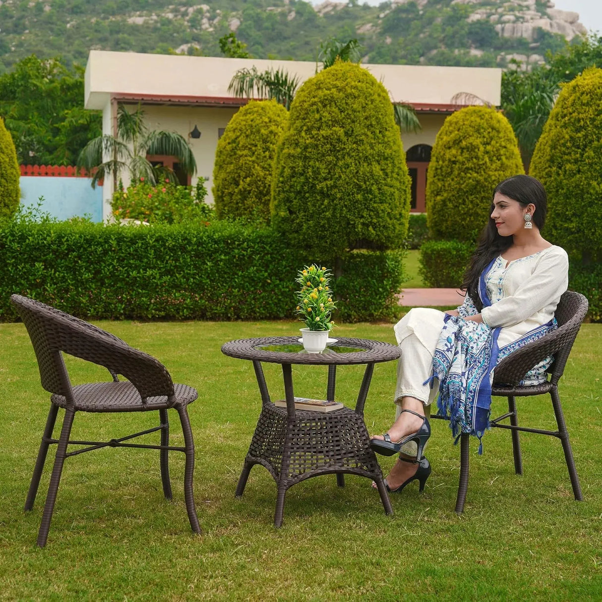 3-Piece Outdoor Rattan Wicker Patio Bistro Set