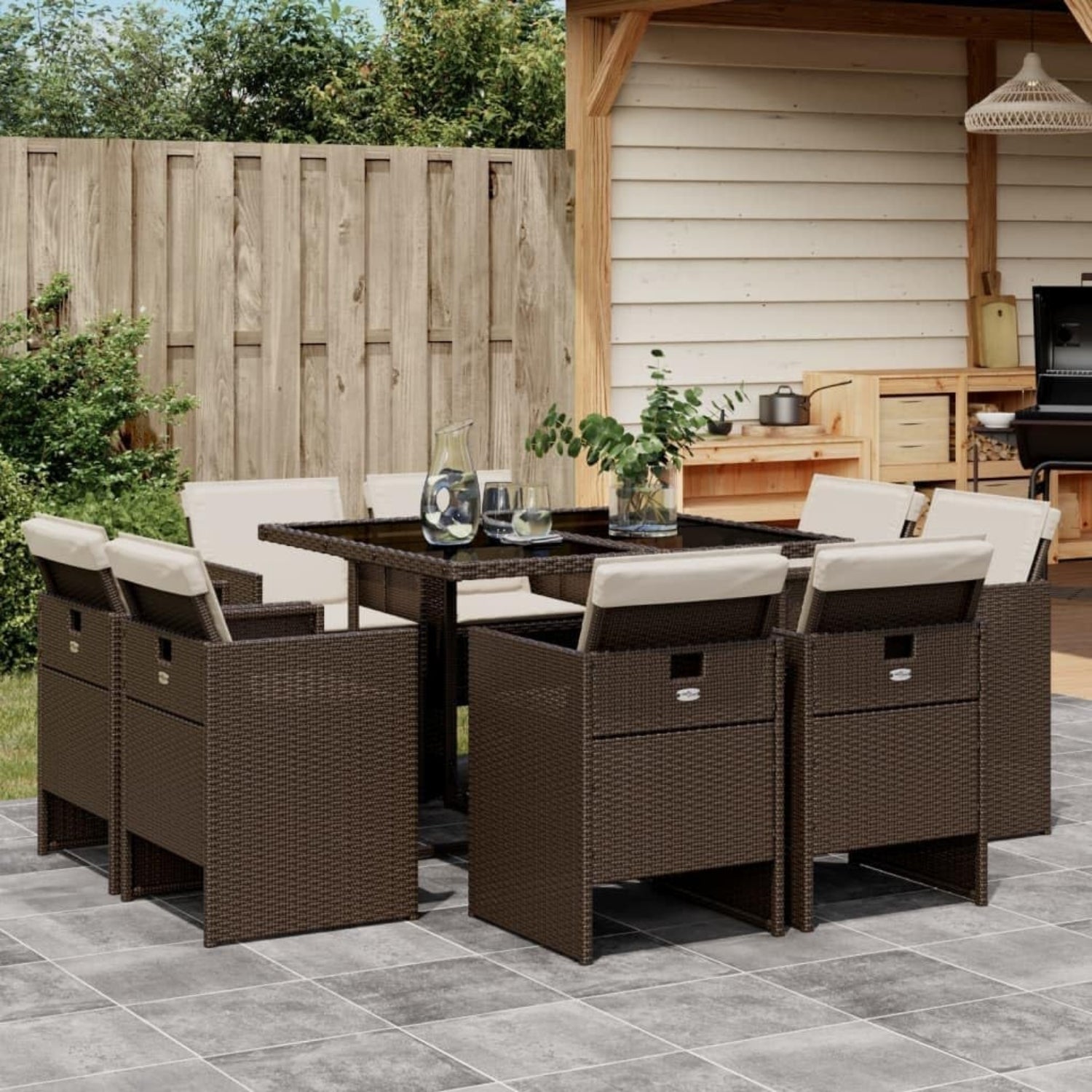 Outdoor Rattan Wicker Dinning Set 9-Piece