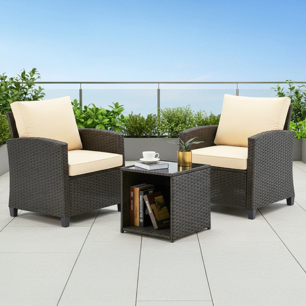 3-Piece Outdoor Rattan Wicker Patio Set