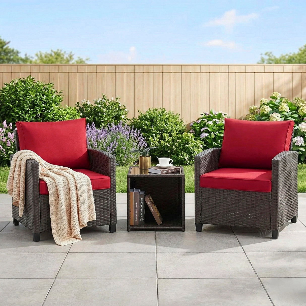 3-Piece Outdoor Rattan Wicker Patio Set
