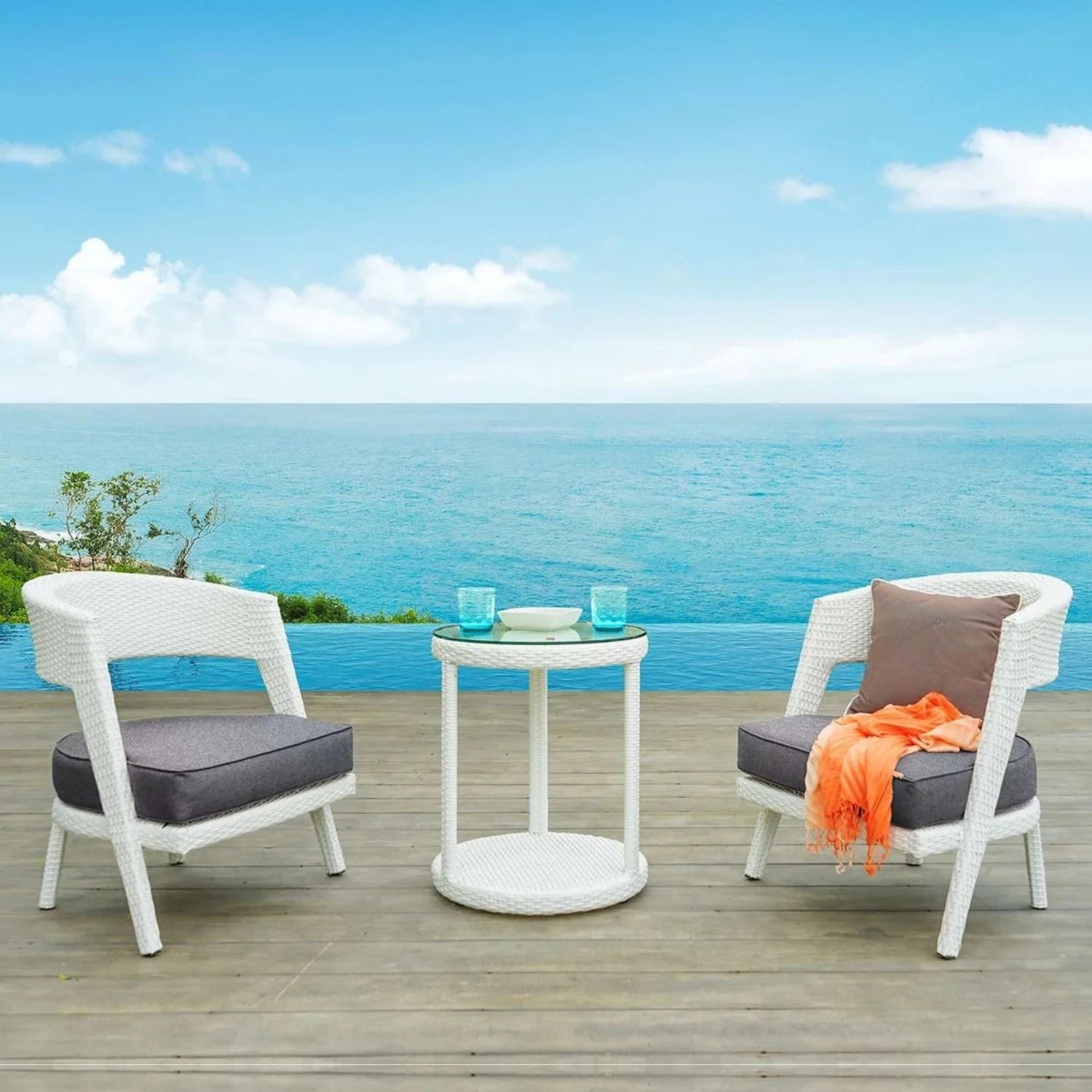 Outdoor Rattan Wicker 3-Piece Patio Set