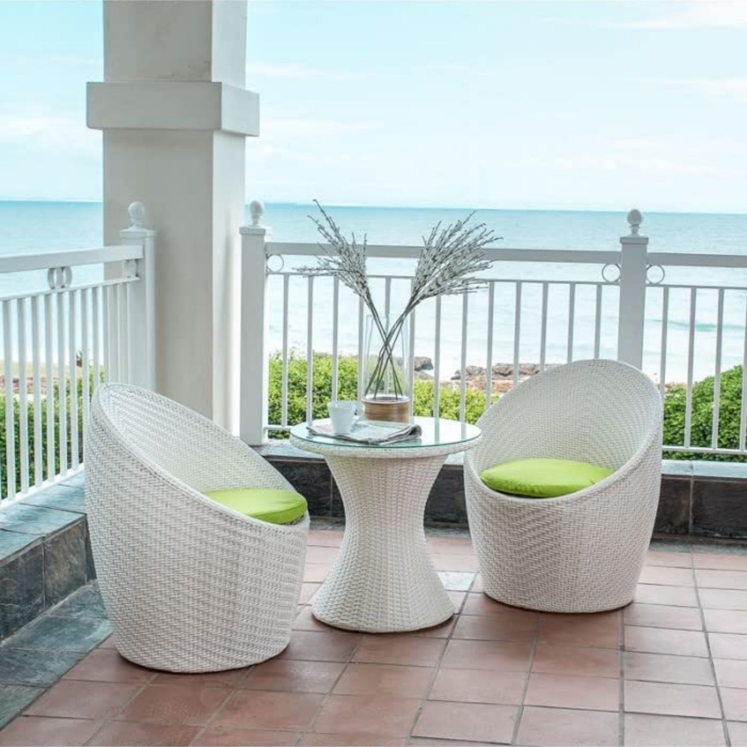 Outdoor Rattan Wicker 3-Piece Conversation Set