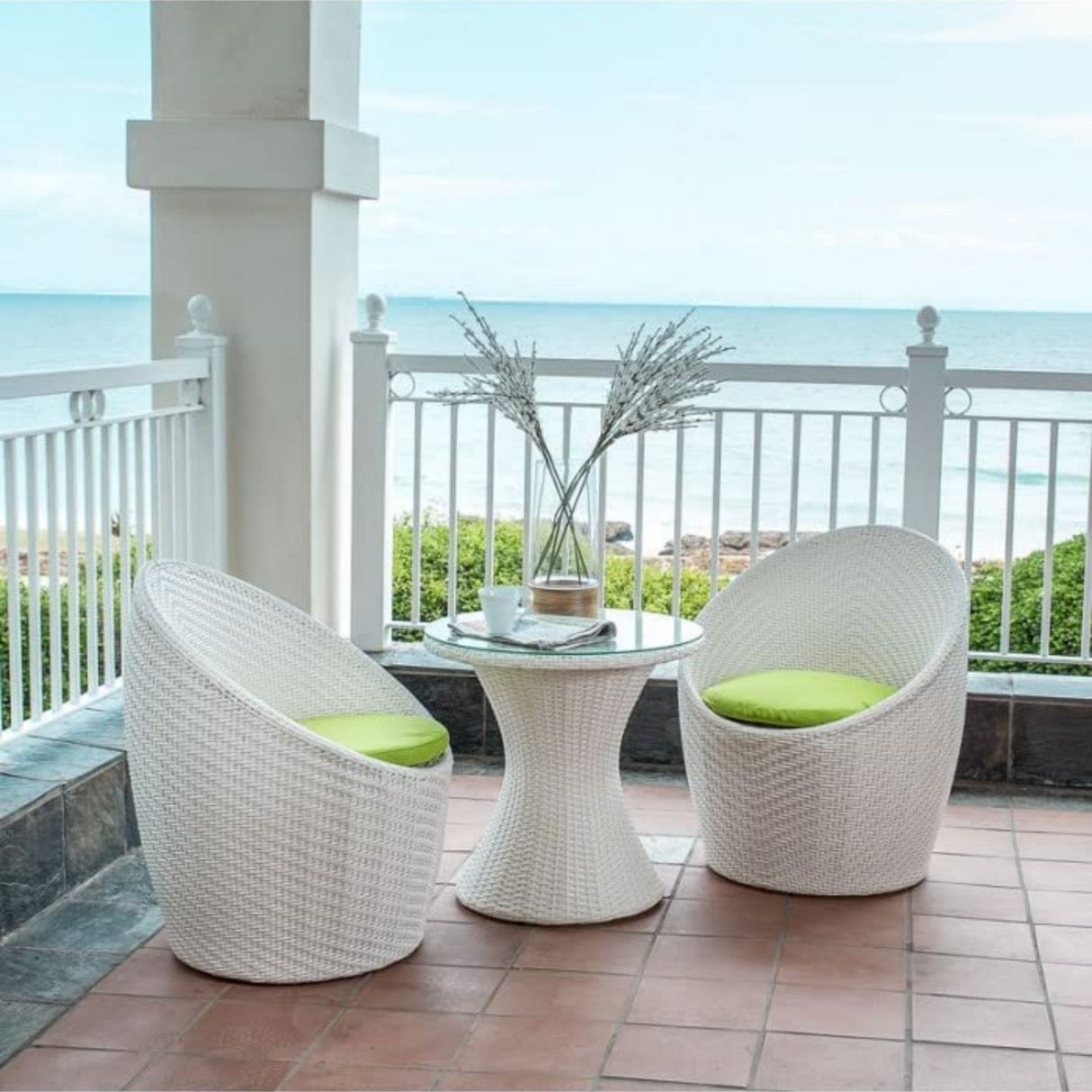 Outdoor Rattan Wicker 3-Piece Conversation Set