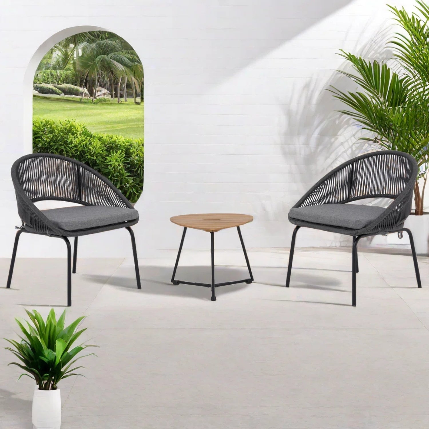 3 Piece Garden Outdoor Rope Patio Set