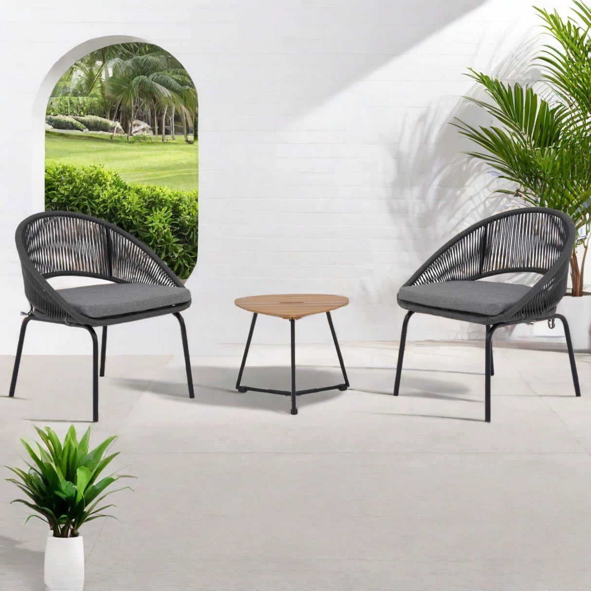 3 Piece Garden Outdoor Rope Patio Set