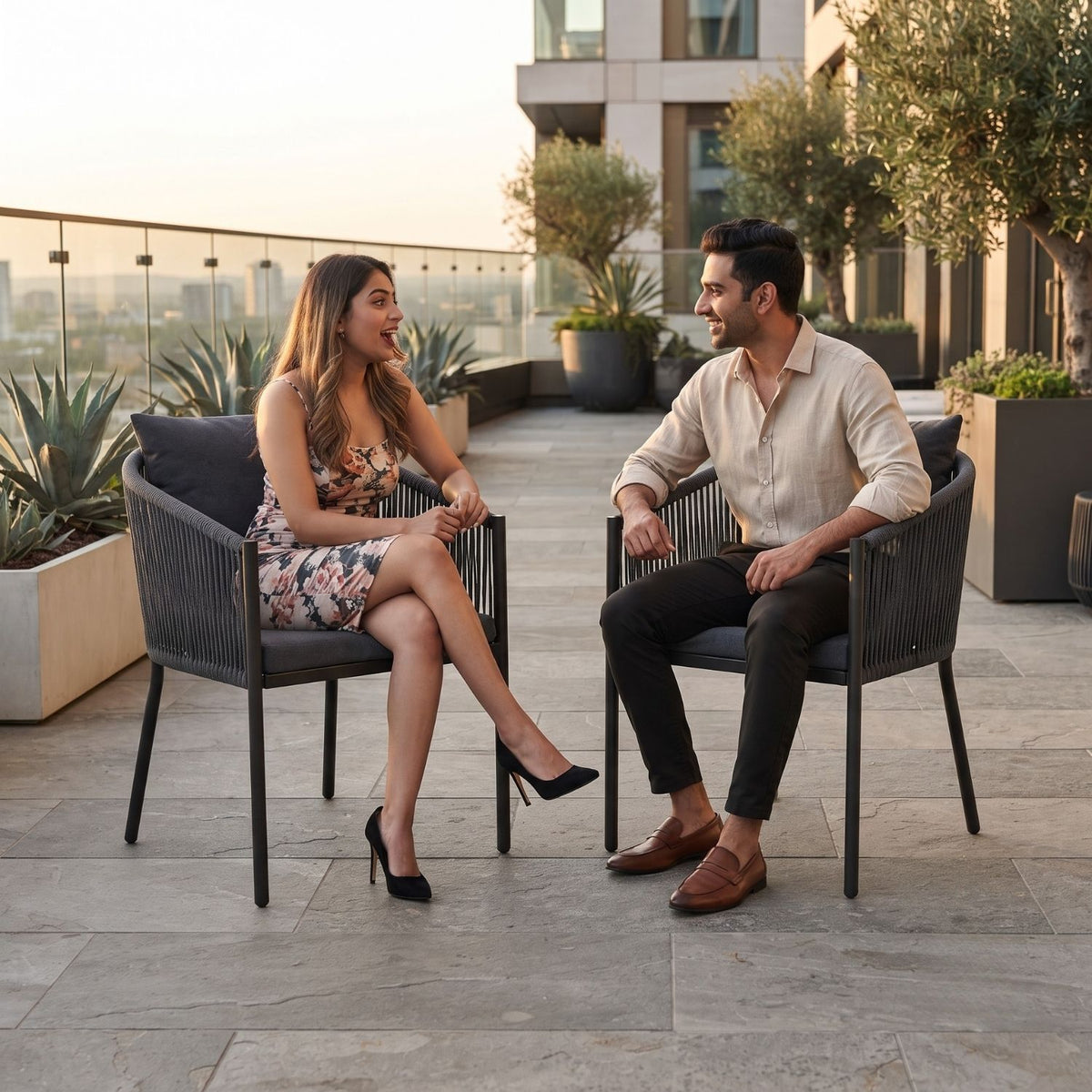 2-Piece Outdoor Rope Patio Dining Chairs