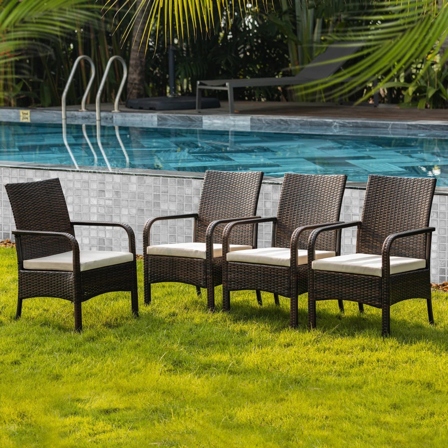 4-Piece Outdoor Rattan Wicker Patio Dining Chairs