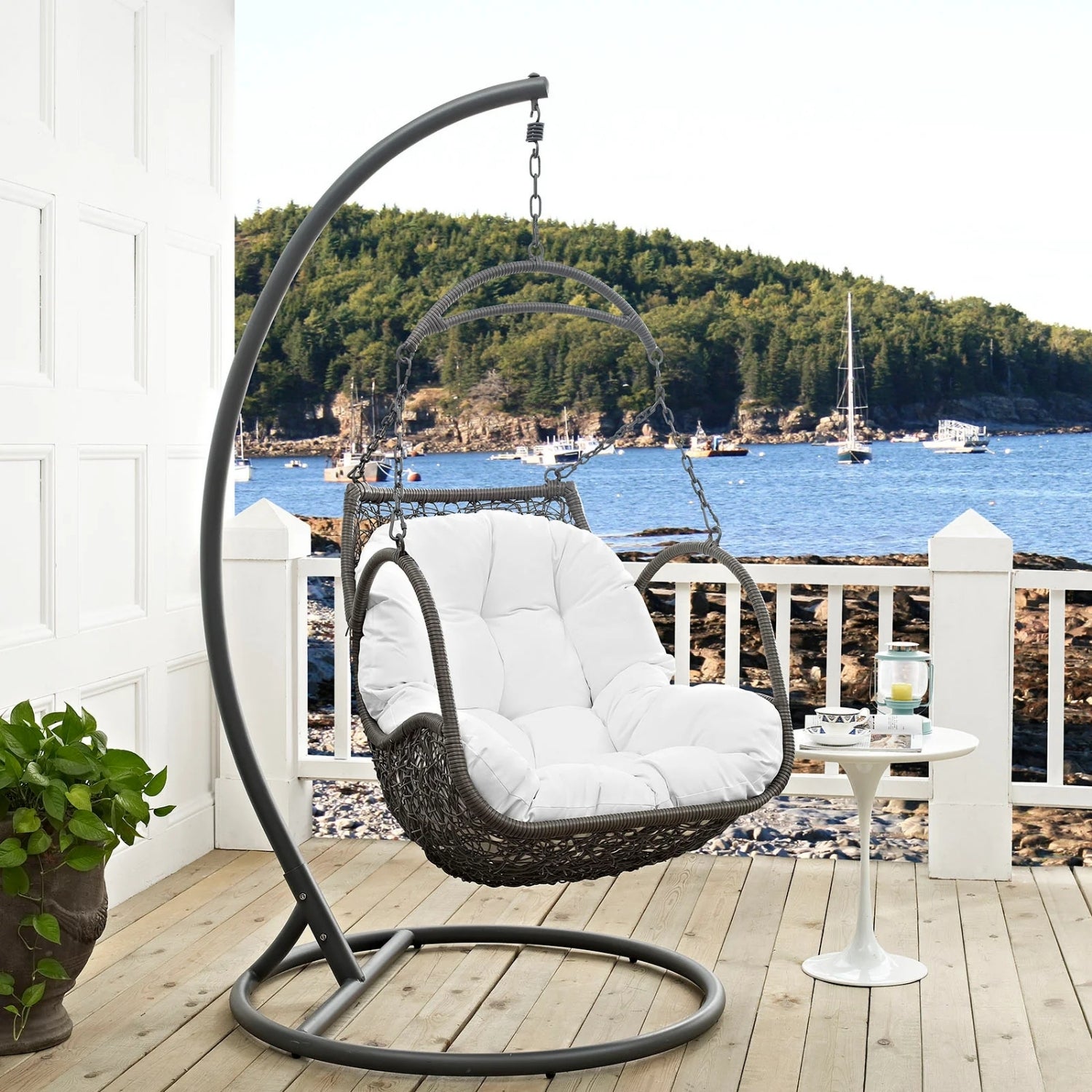 Outdoor Rattan Wicker Hanging Swing Chair with Cushion