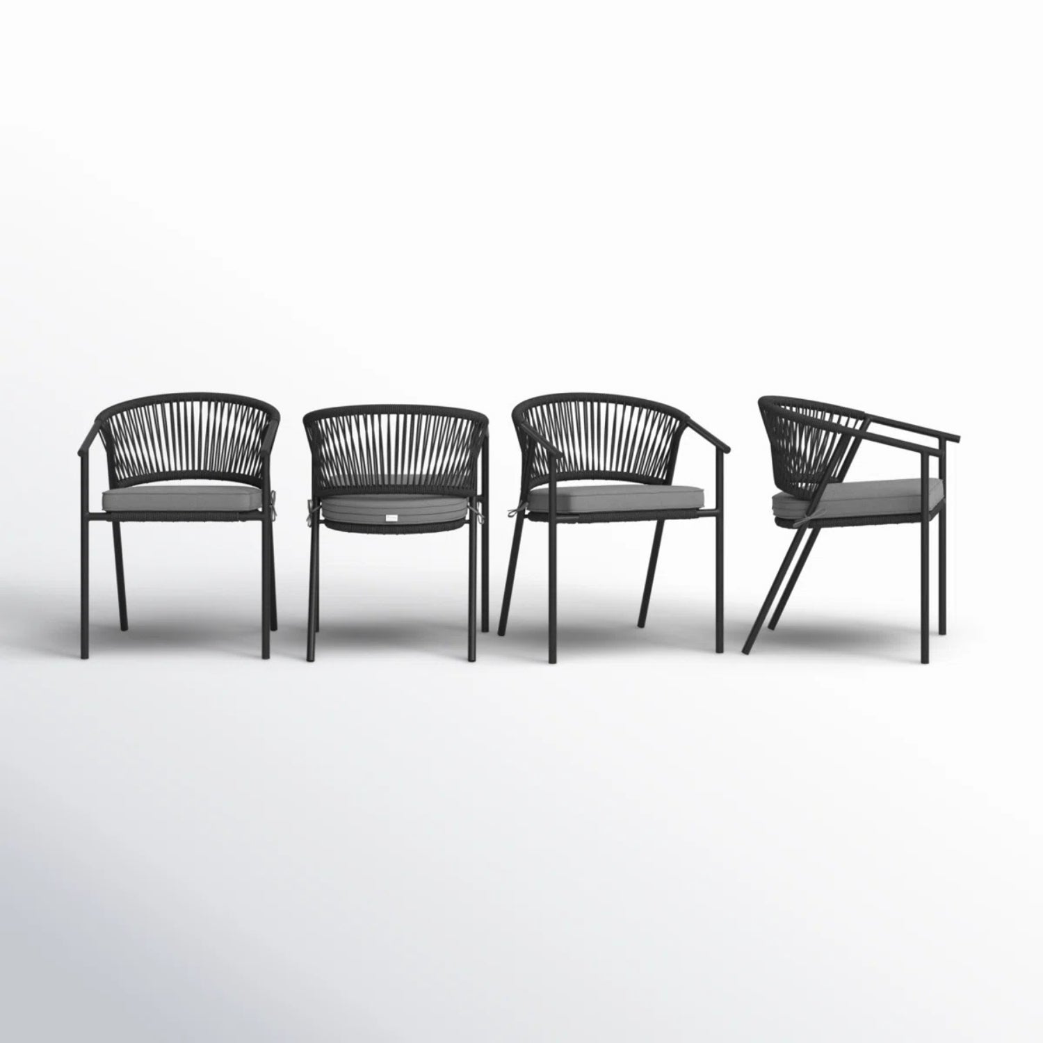 4-Piece Outdoor Rope Patio Dining Chairs