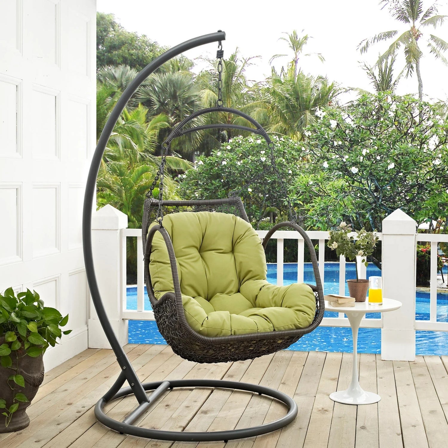 Outdoor Rattan Wicker Hanging Swing Chair with Cushion