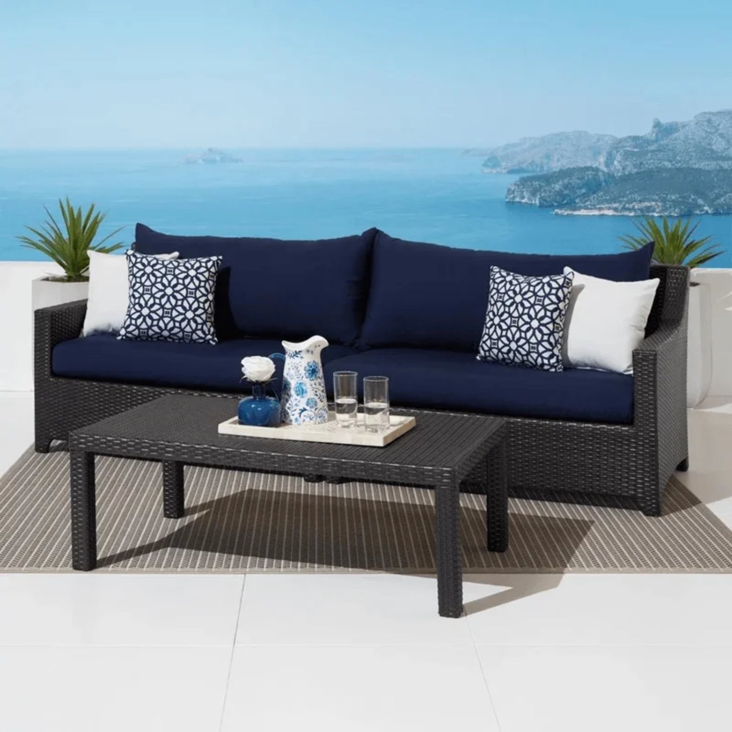 Outdoor All-Weather Rattan Wicker Three Seater Sofa