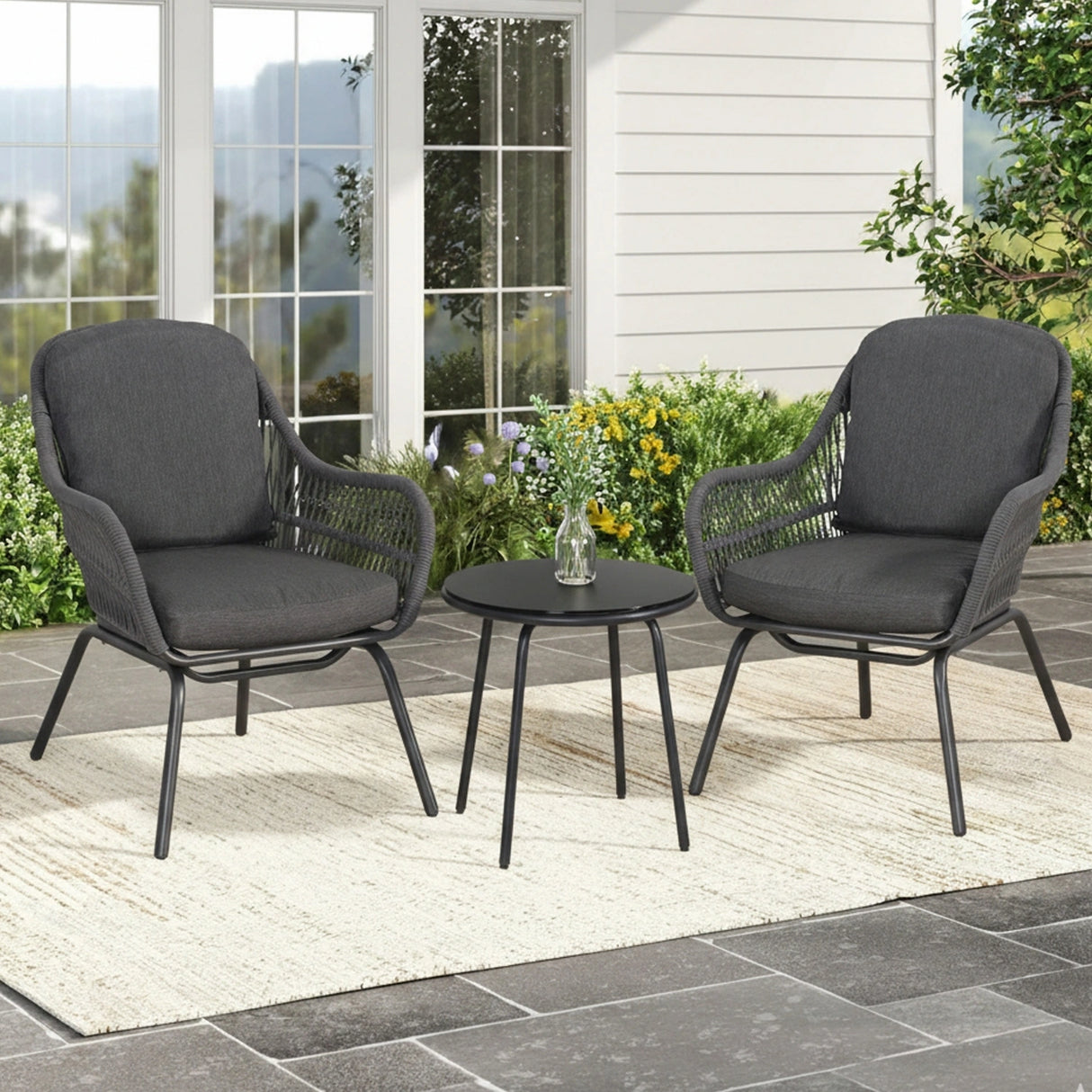 3 Piece Outdoor Rope Patio Set