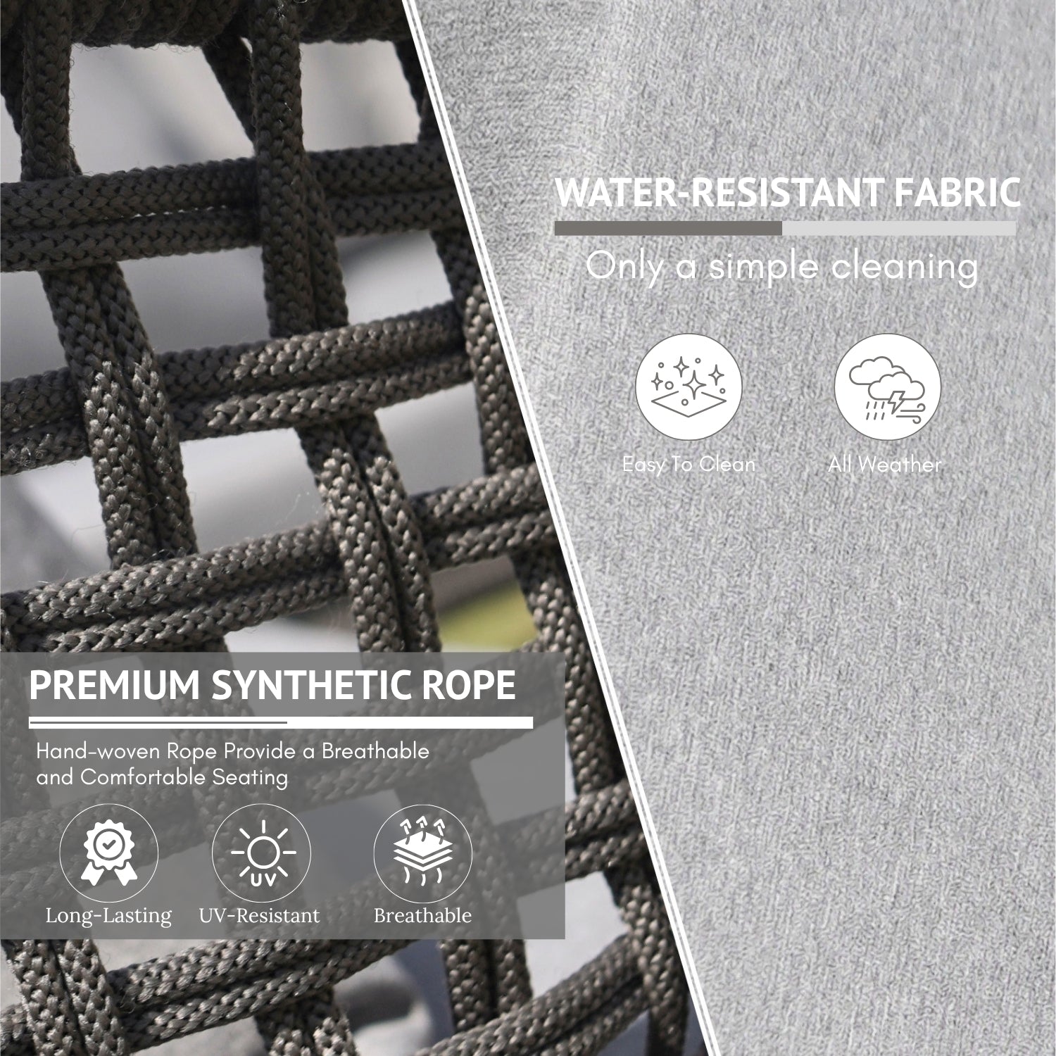 Outdoor 5 Seater Rope Conversation Sofa Set