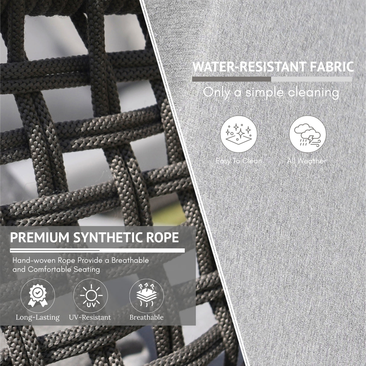 Outdoor 5 Seater Rope Conversation Sofa Set