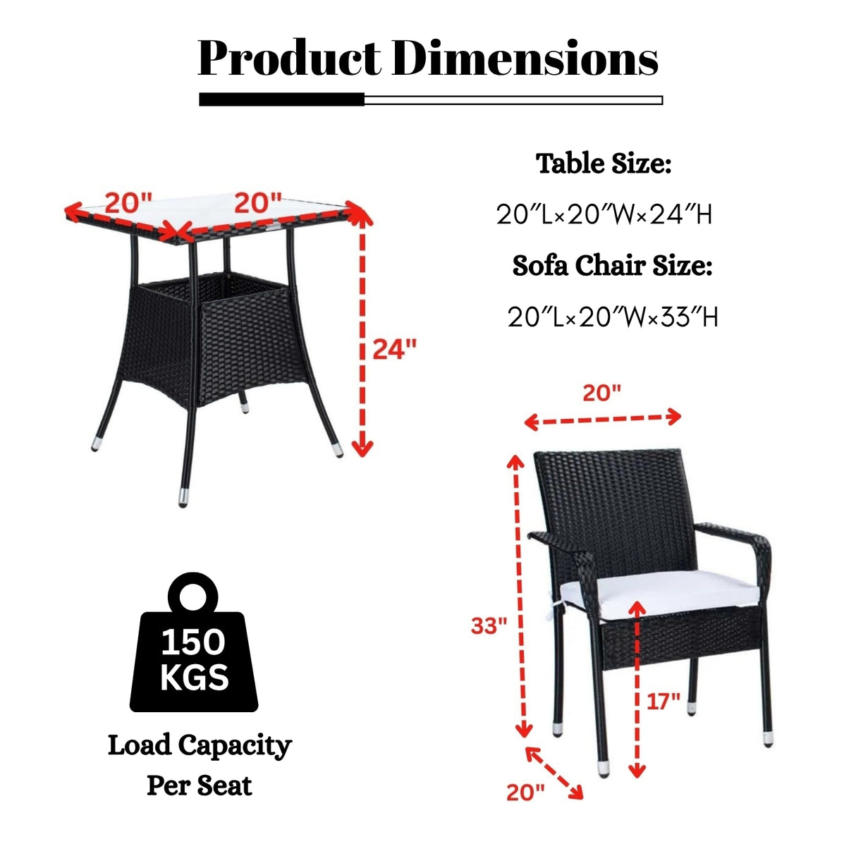 3-Piece Outdoor Rattan Wicker Patio Set