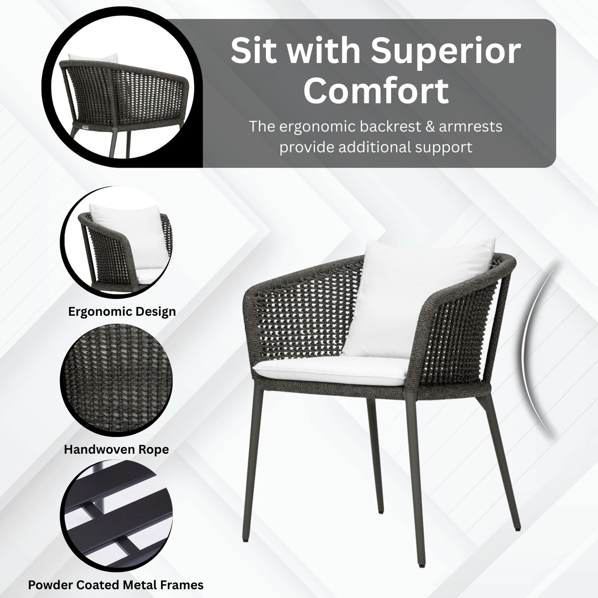 Outdoor Rope 3-Piece Patio Set