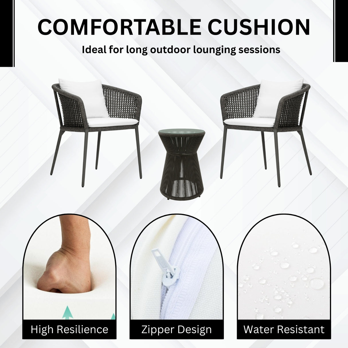 Outdoor Rope 3-Piece Patio Set