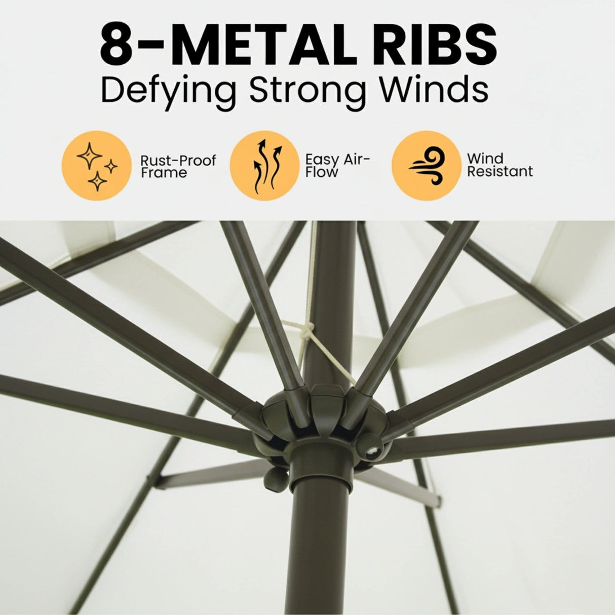 9ft White Color Outdoor Patio Umbrella with Centre Pole