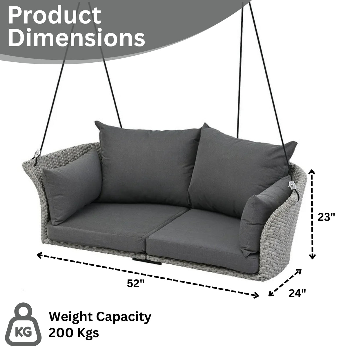 Outdoor Rattan Wicker Hanging Swing Chair with Cushion