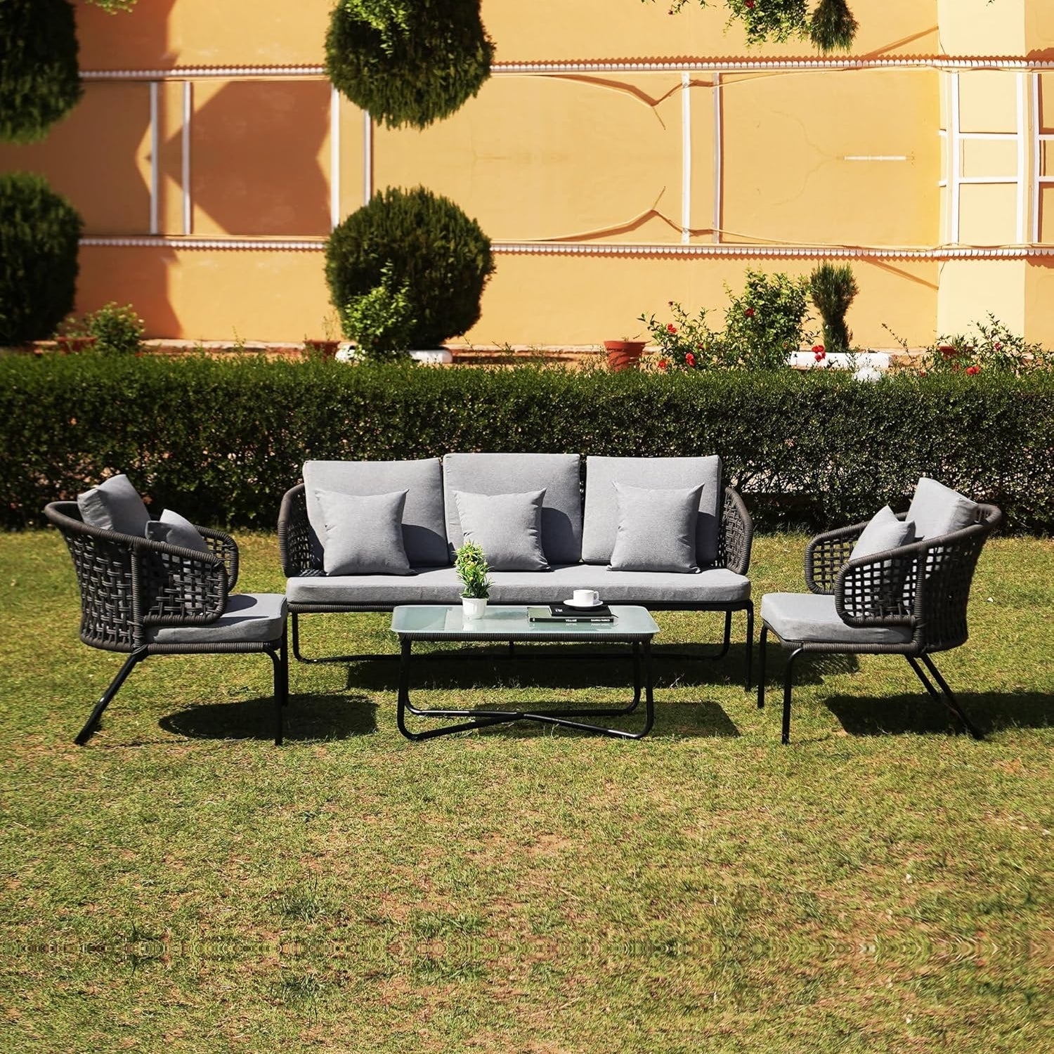 Outdoor 5 Seater Rope Conversation Sofa Set