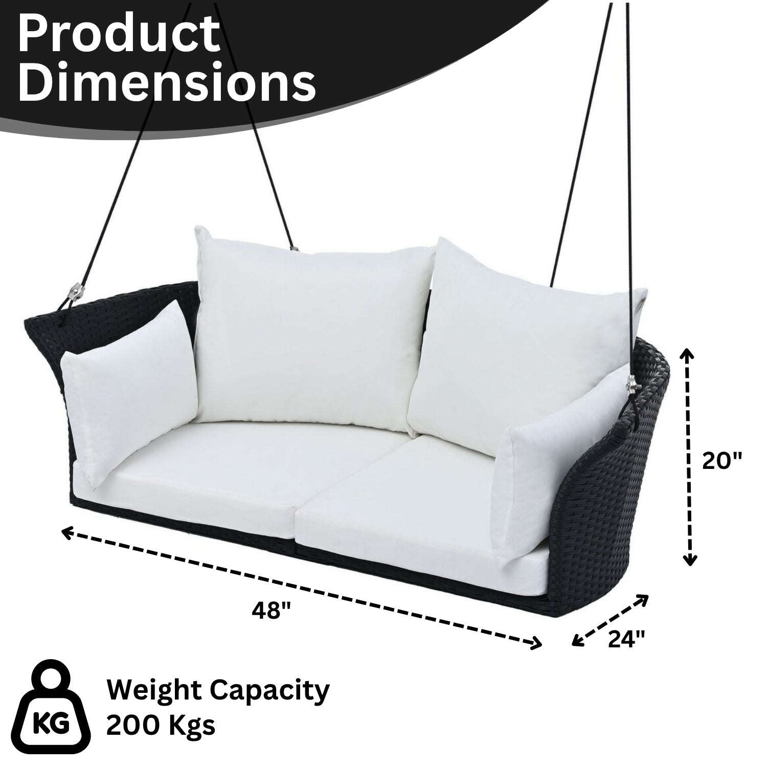 Outdoor Rattan Wicker Hanging Swing Chair with Cushion