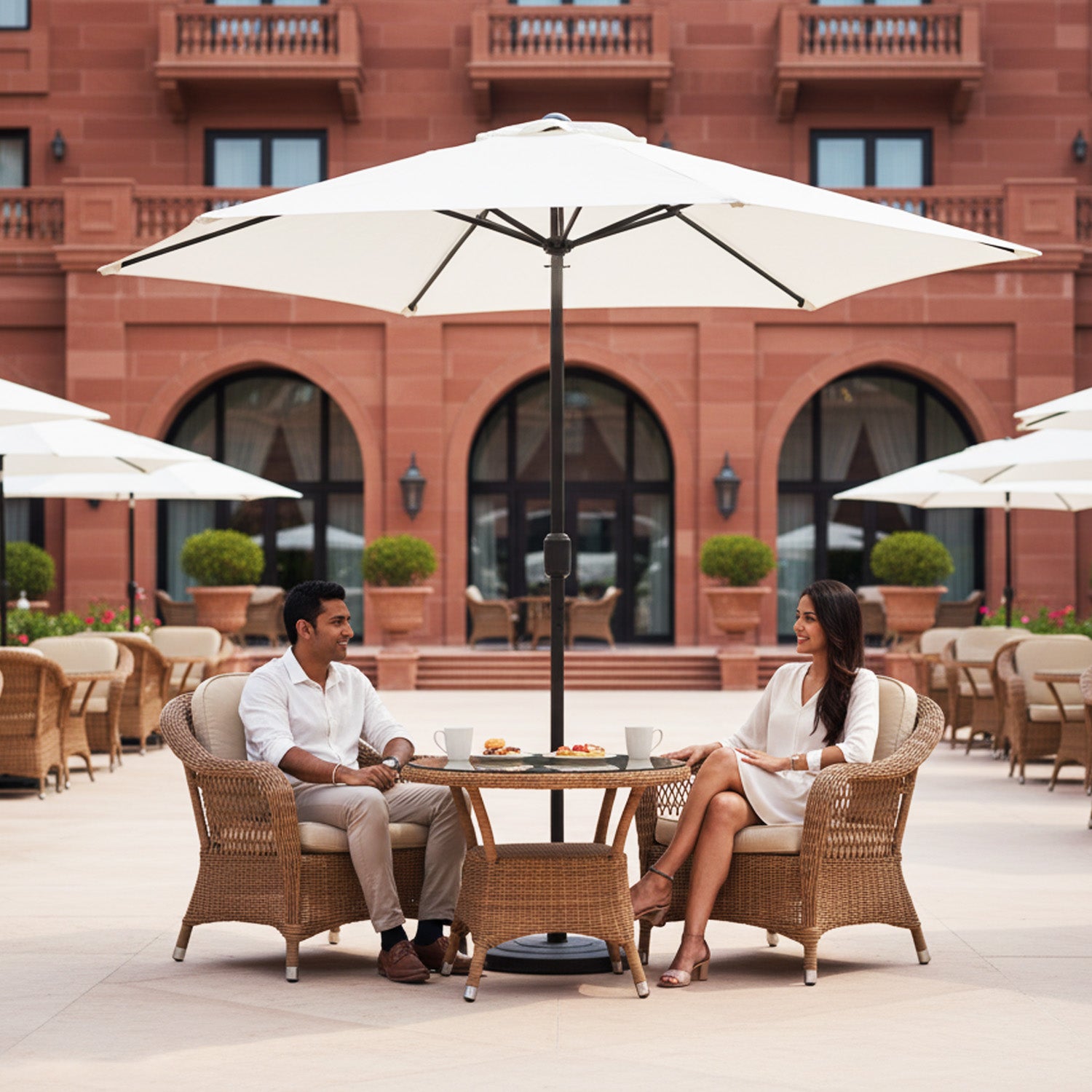 9ft White Color Outdoor Patio Umbrella with Centre Pole