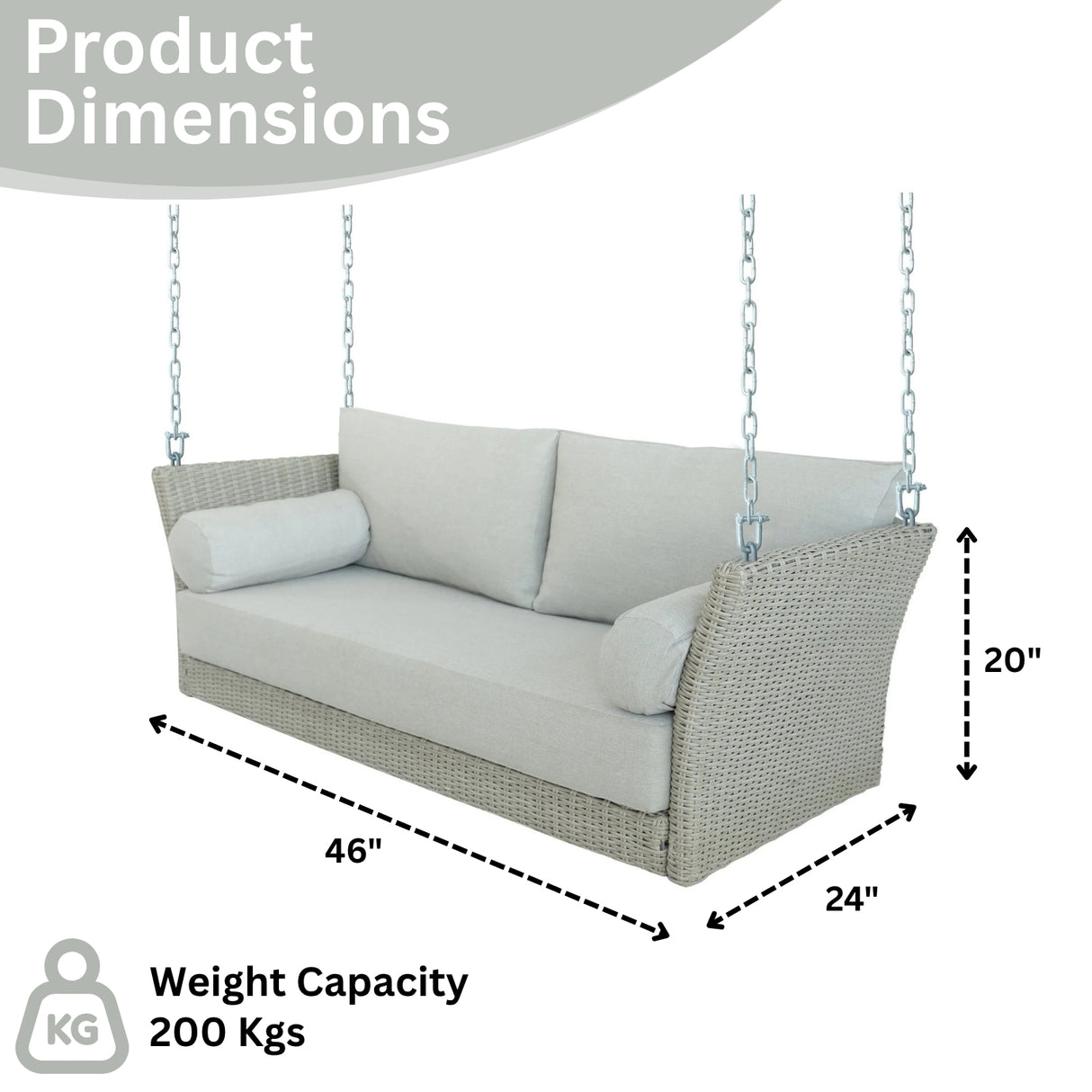 Outdoor Rattan Wicker Hanging Swing Chair with Cushion