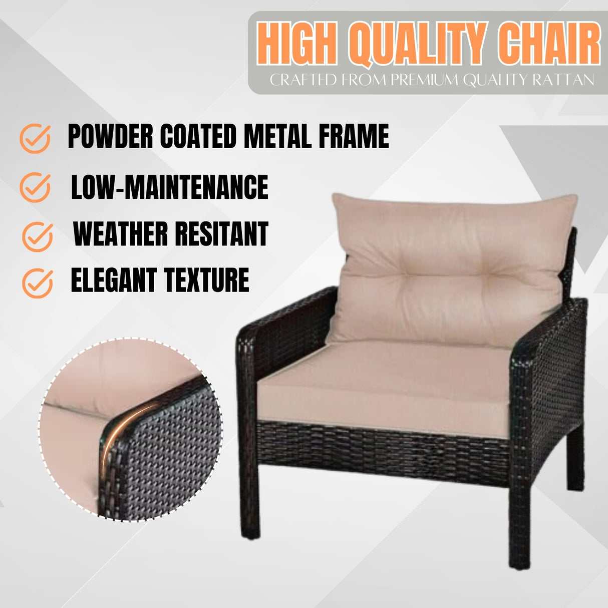 Outdoor Wicker 5-Piece Patio Sofa Set