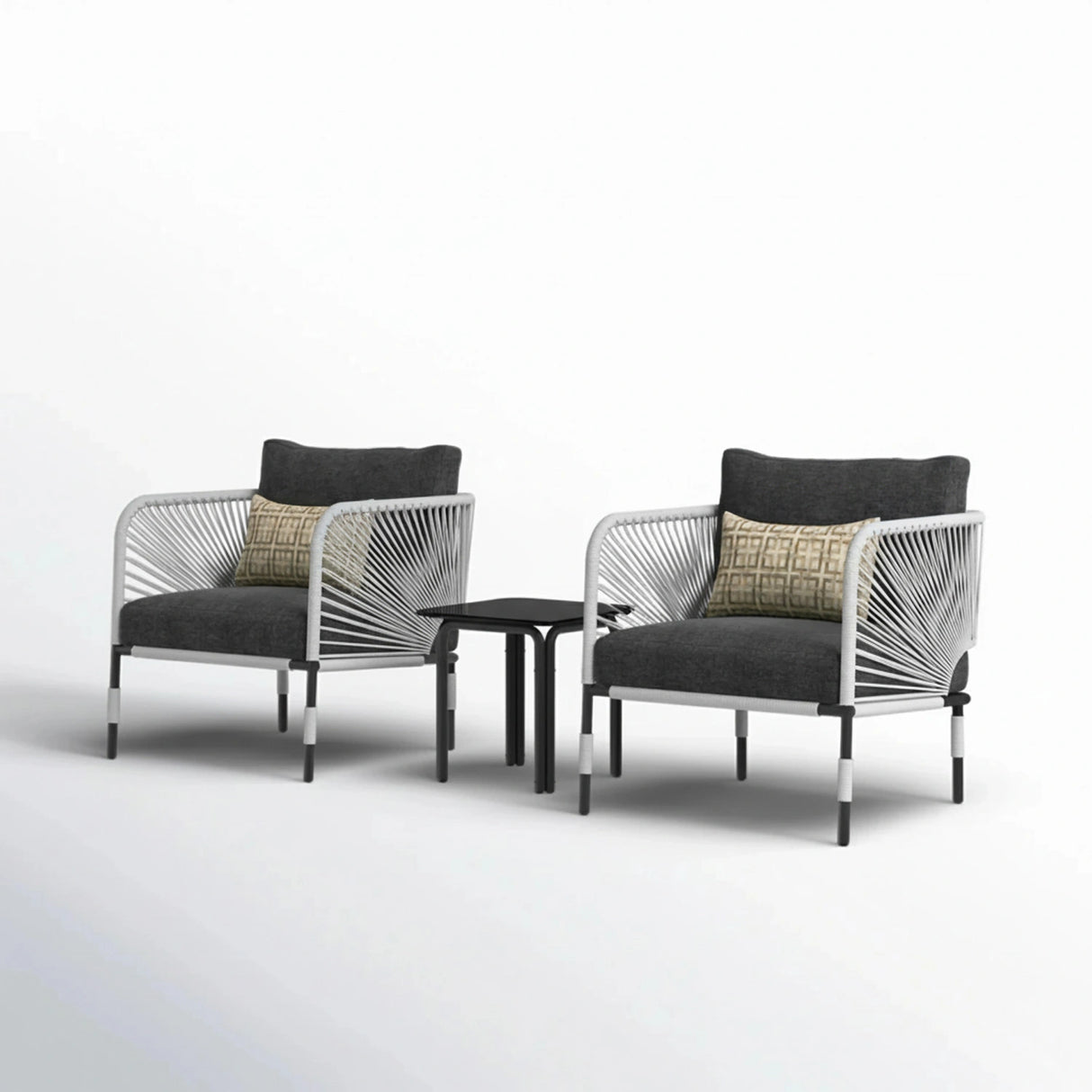 3 Piece Garden Outdoor Rope Patio Set