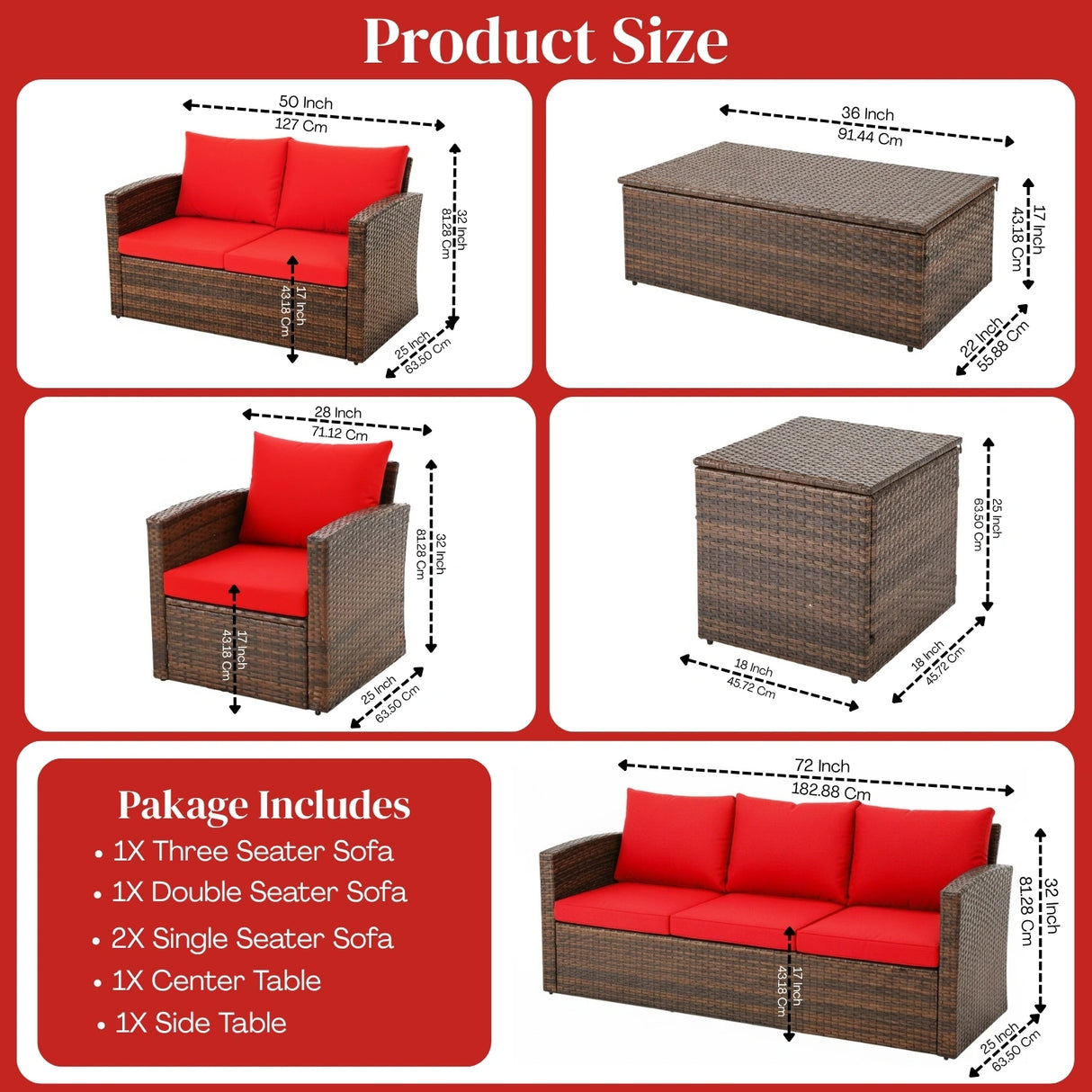 Outdoor 7-Seater Wicker Sectional Sofa Set