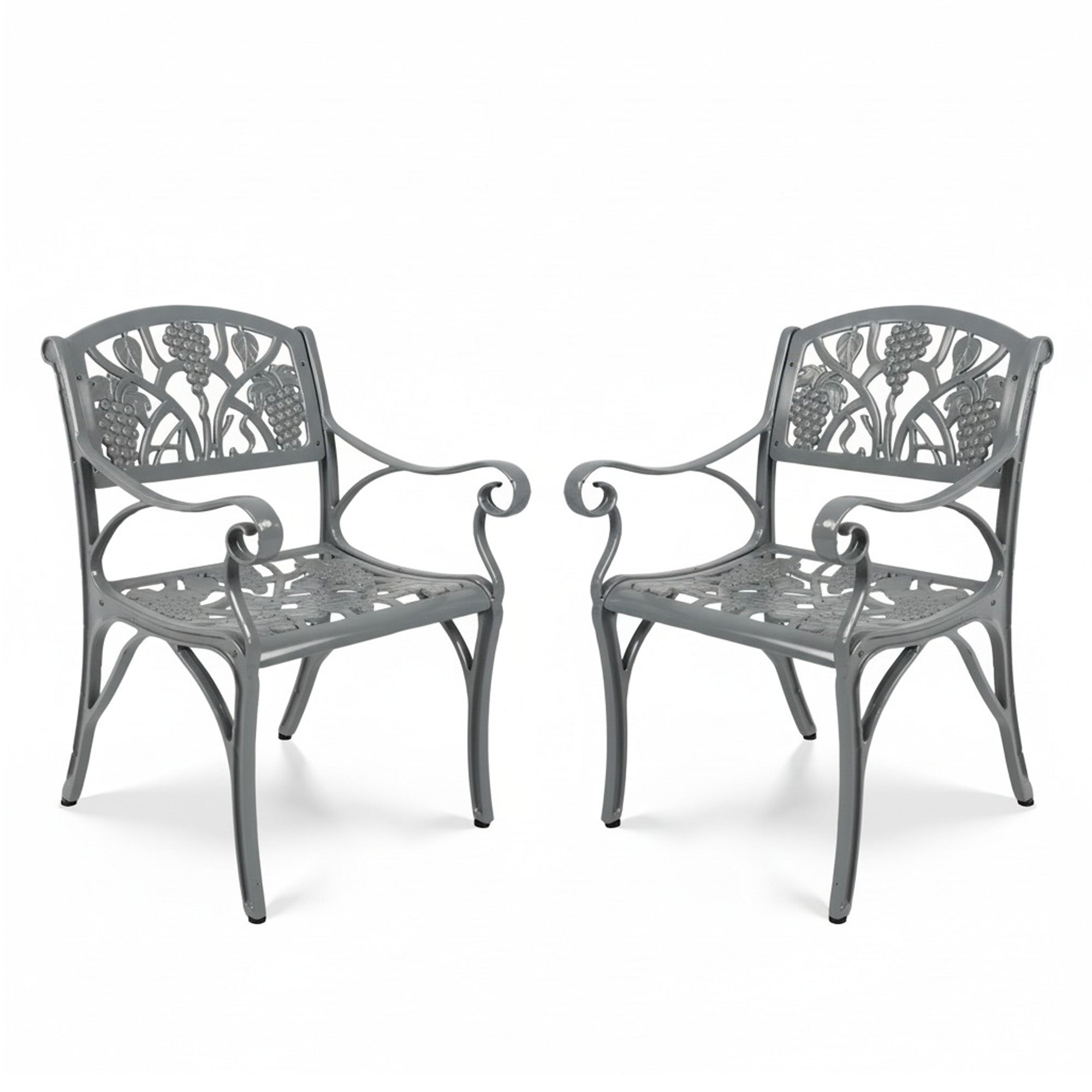 Outdoor Cast Aluminum 2 Chairs Patio Bistro Set (Grey)