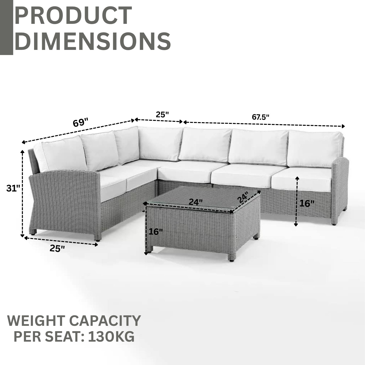 L-Shape Outdoor Wicker Sofa Set
