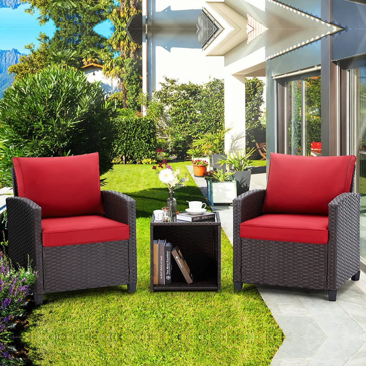3-Piece Outdoor Rattan Wicker Patio Set