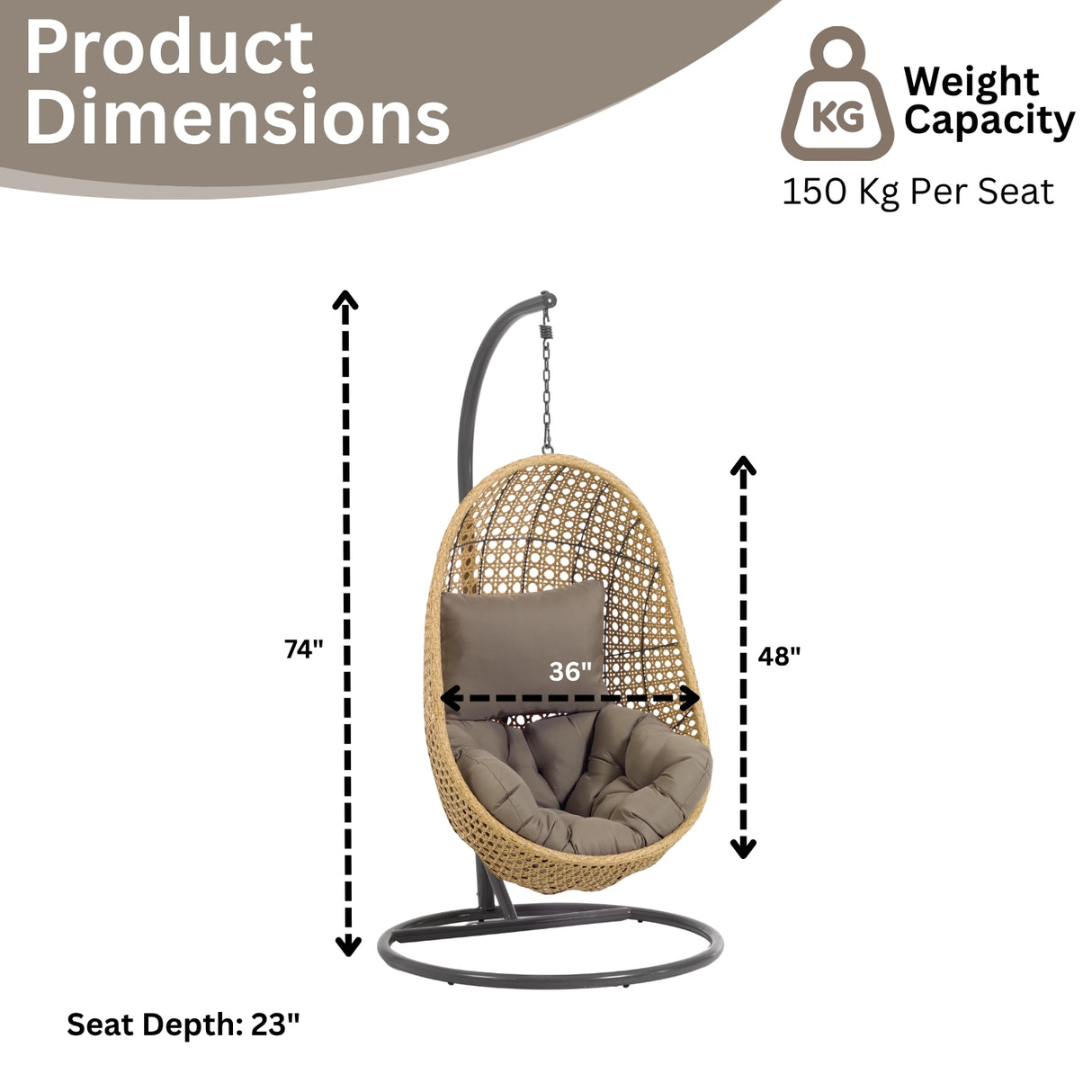 Hanging Egg Swing Chair (Beige and Dark Grey)