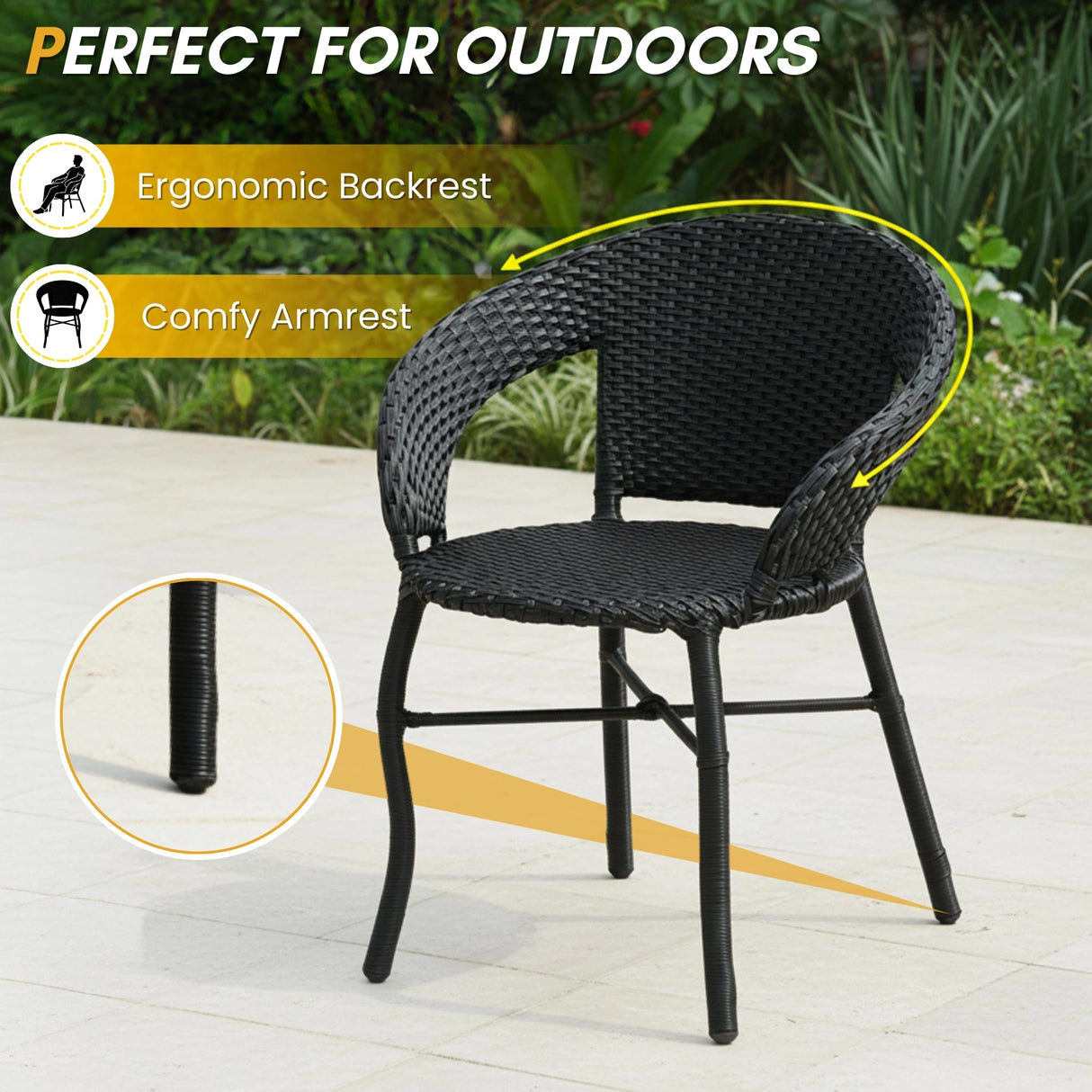 3-Piece Outdoor Rattan Wicker Patio Bistro Set