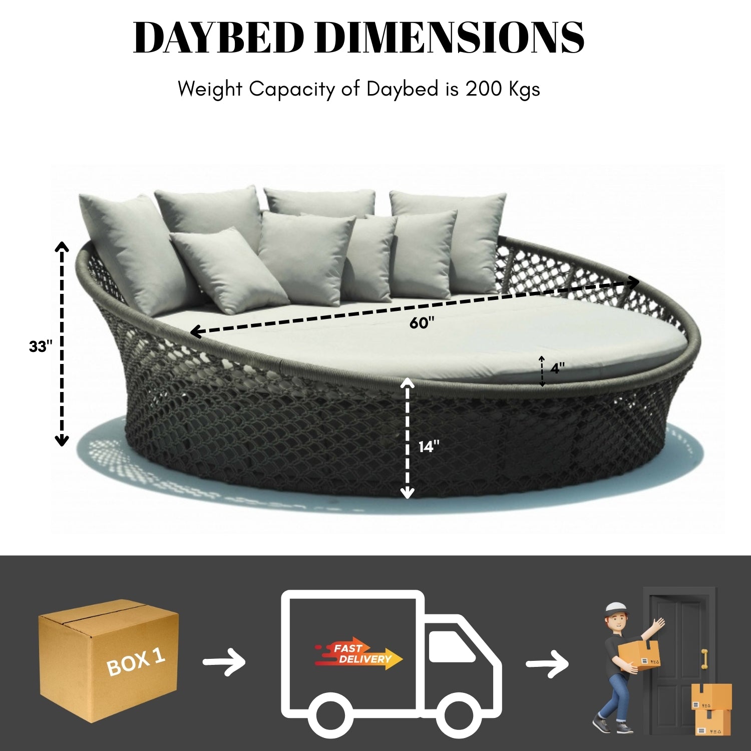 Outdoor Rope Round Patio Daybed Sofa