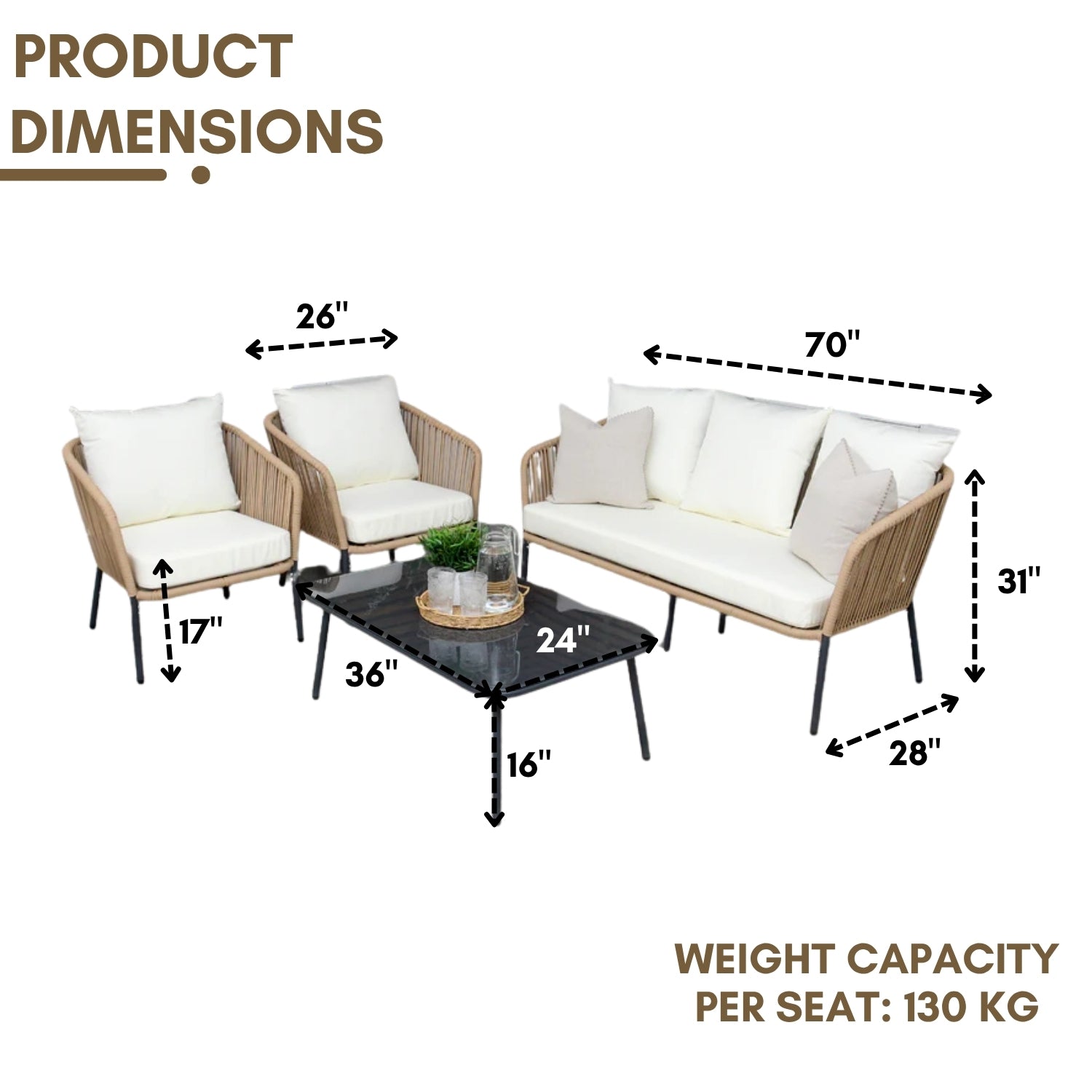 5-Seater Outdoor All-Weather Rope Sofa Set
