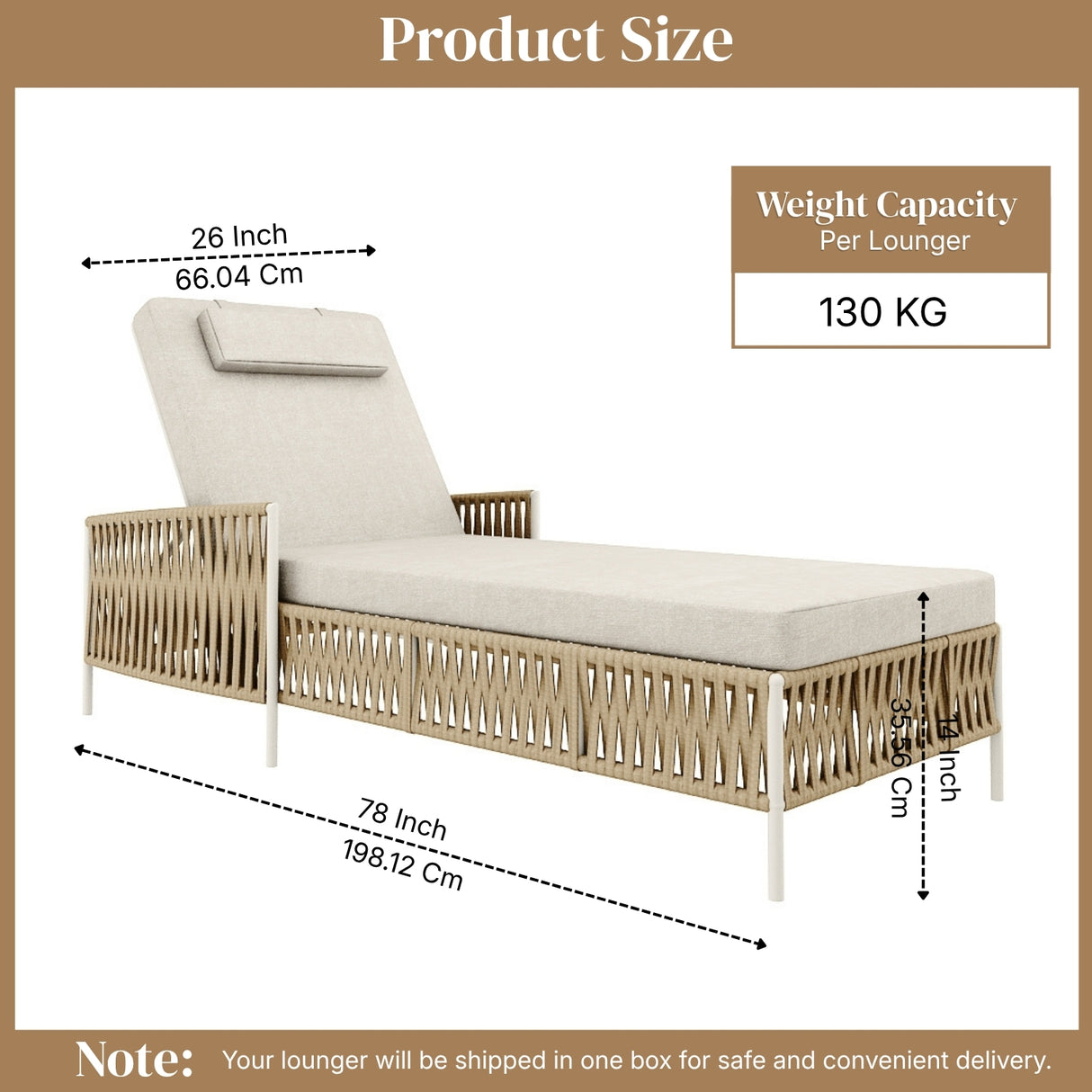 Outdoor Rope Lounger Set of 2 (Beige & Cream)