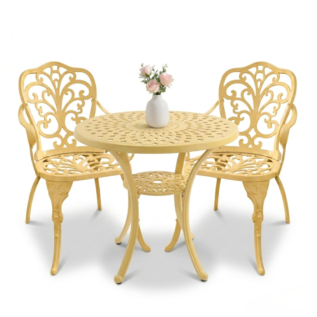 Outdoor 3-Piece Cast Aluminum Bistro Set (Beige)