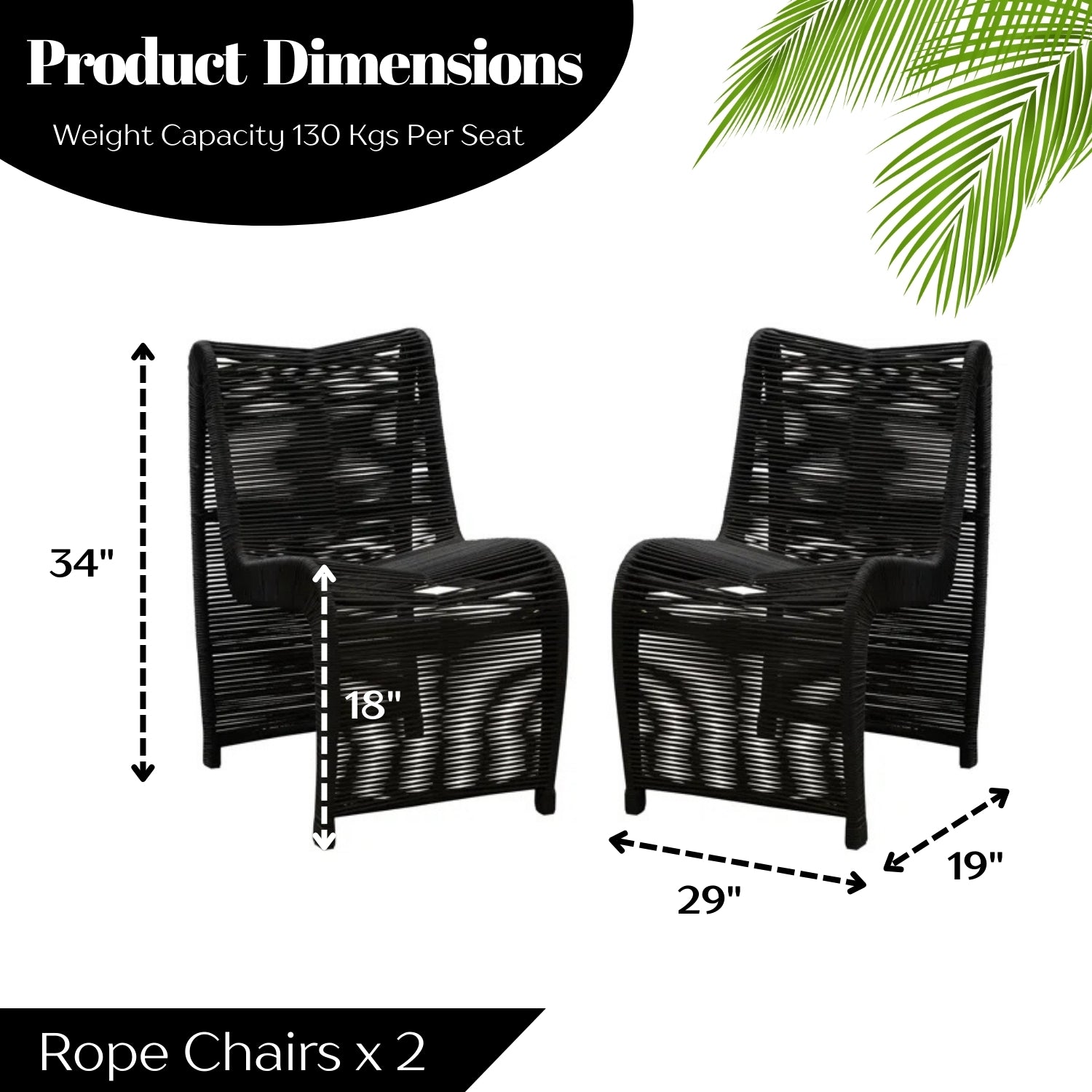 2-Piece Outdoor Rope Patio Chairs