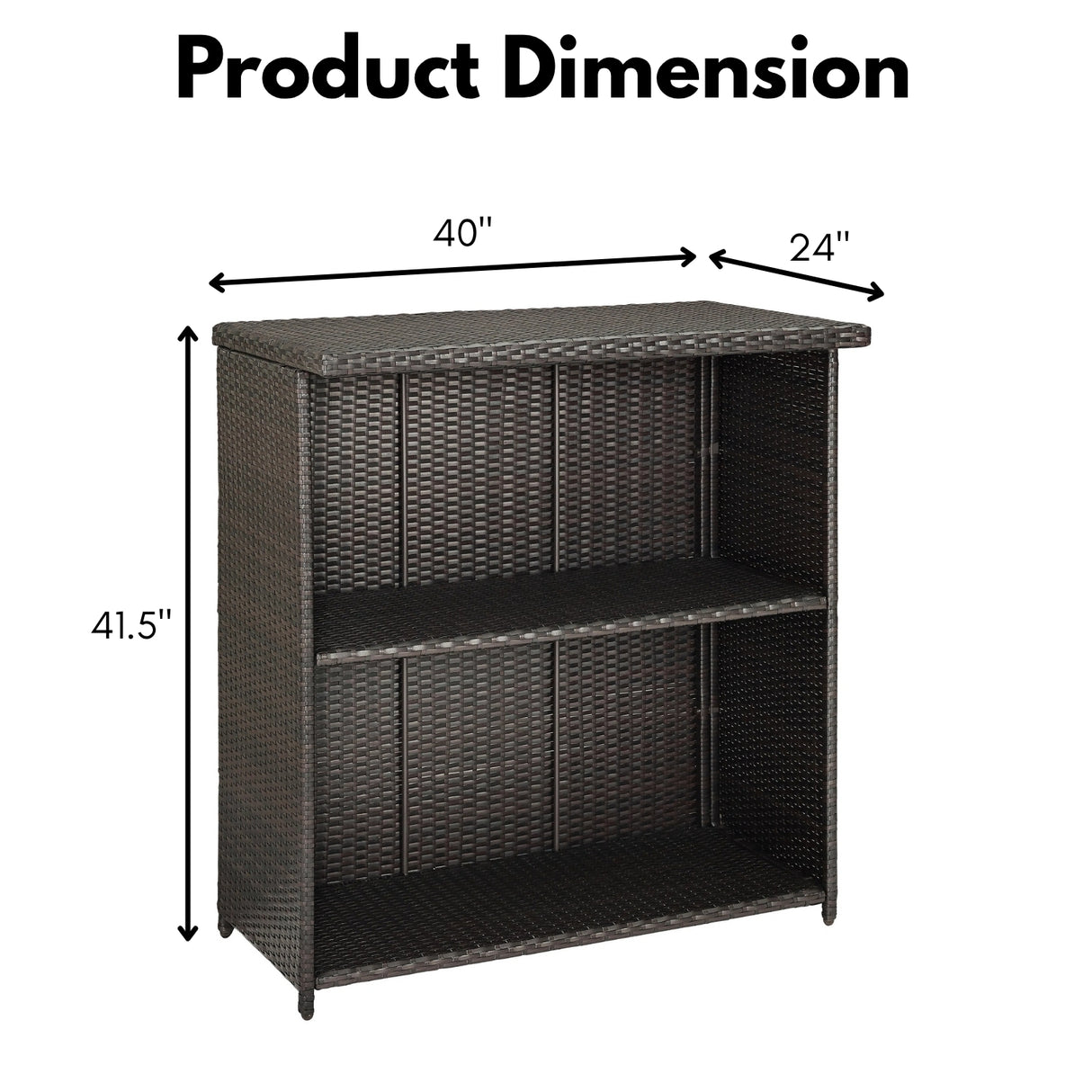 Outdoor Rattan Wicker Bar Table With Storage Selves
