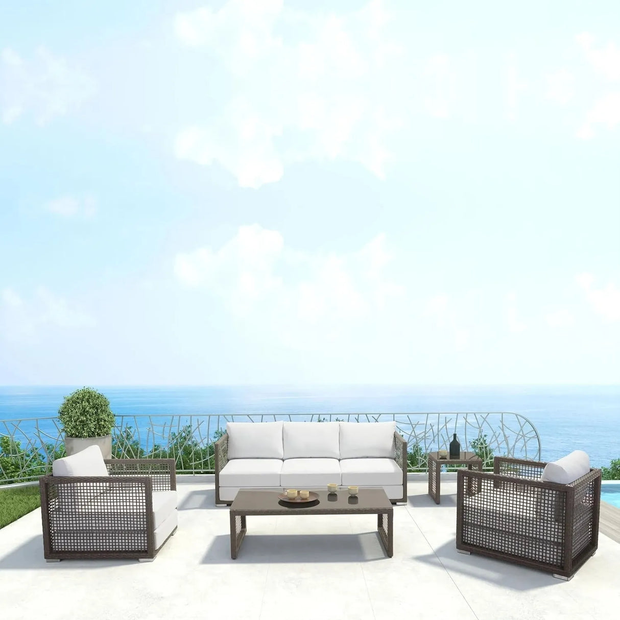Outdoor Rattan Wicker 5-Seater Sofa Set