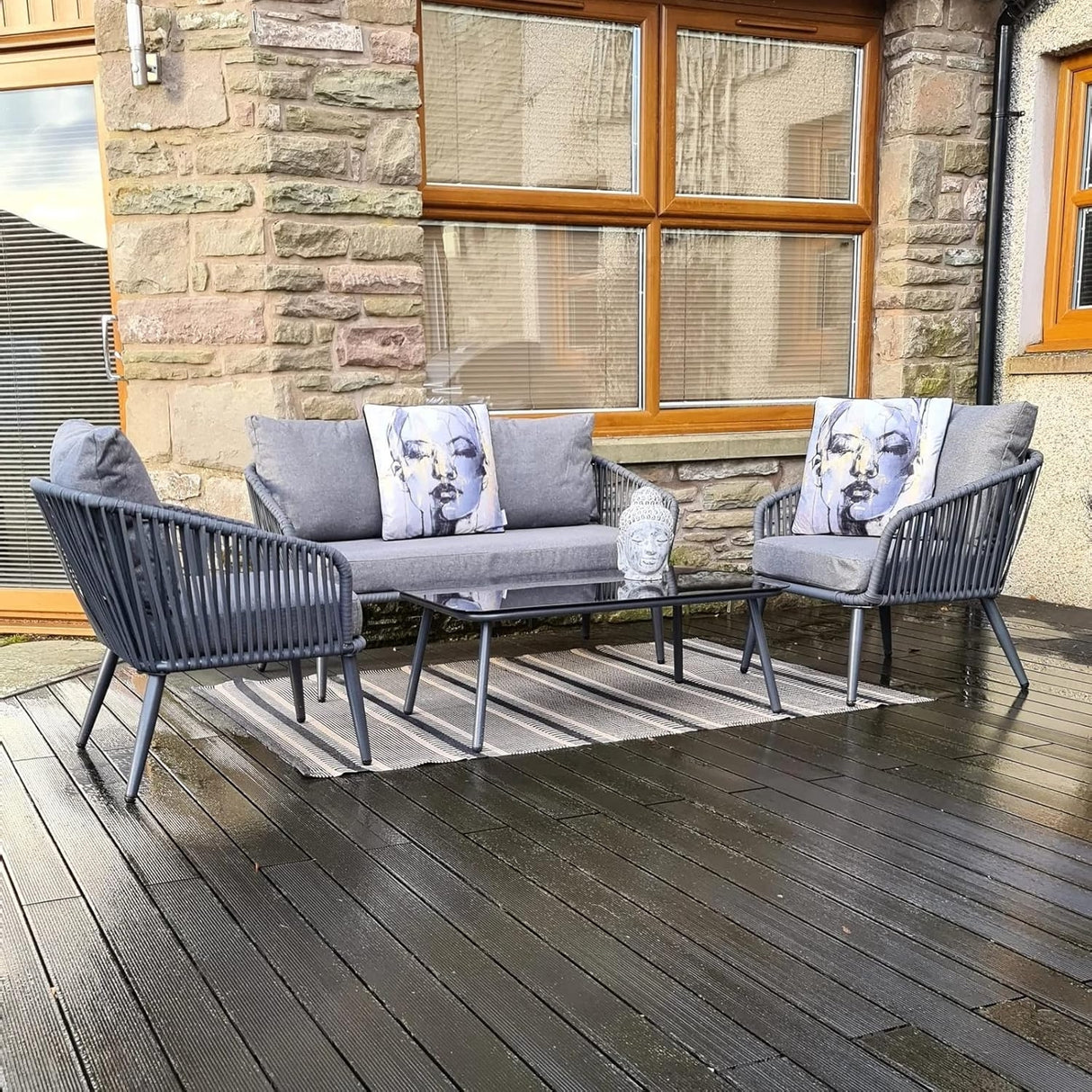 4 Piece Outdoor All-Weather Rope Sofa Set