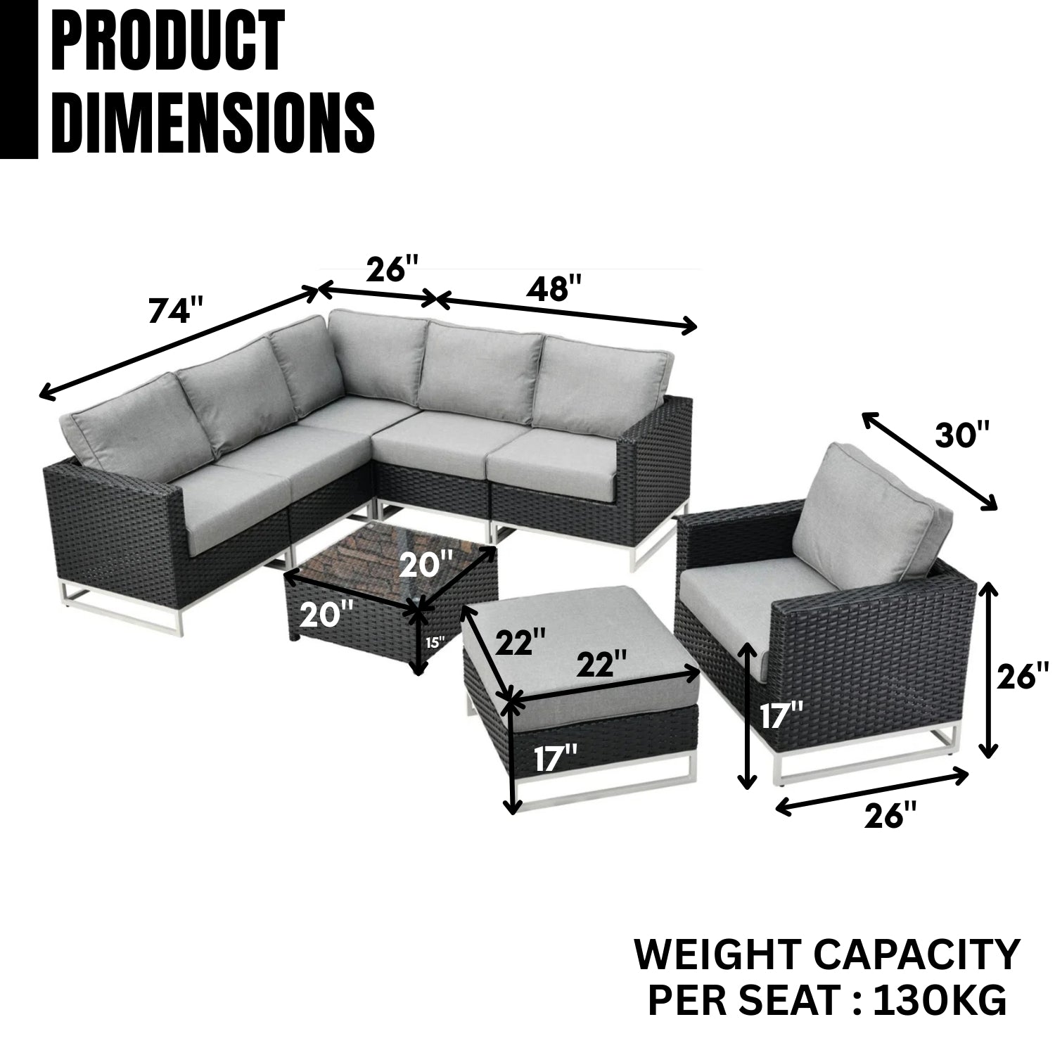 Outdoor Rattan Wicker 7-Seater Sofa Set